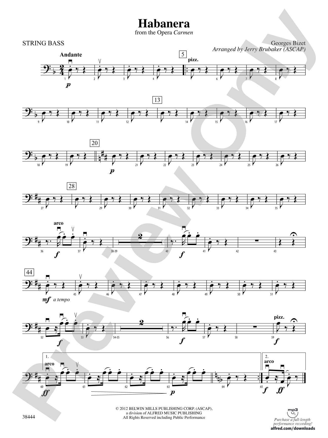 Habanera (from the opera Carmen): String Bass