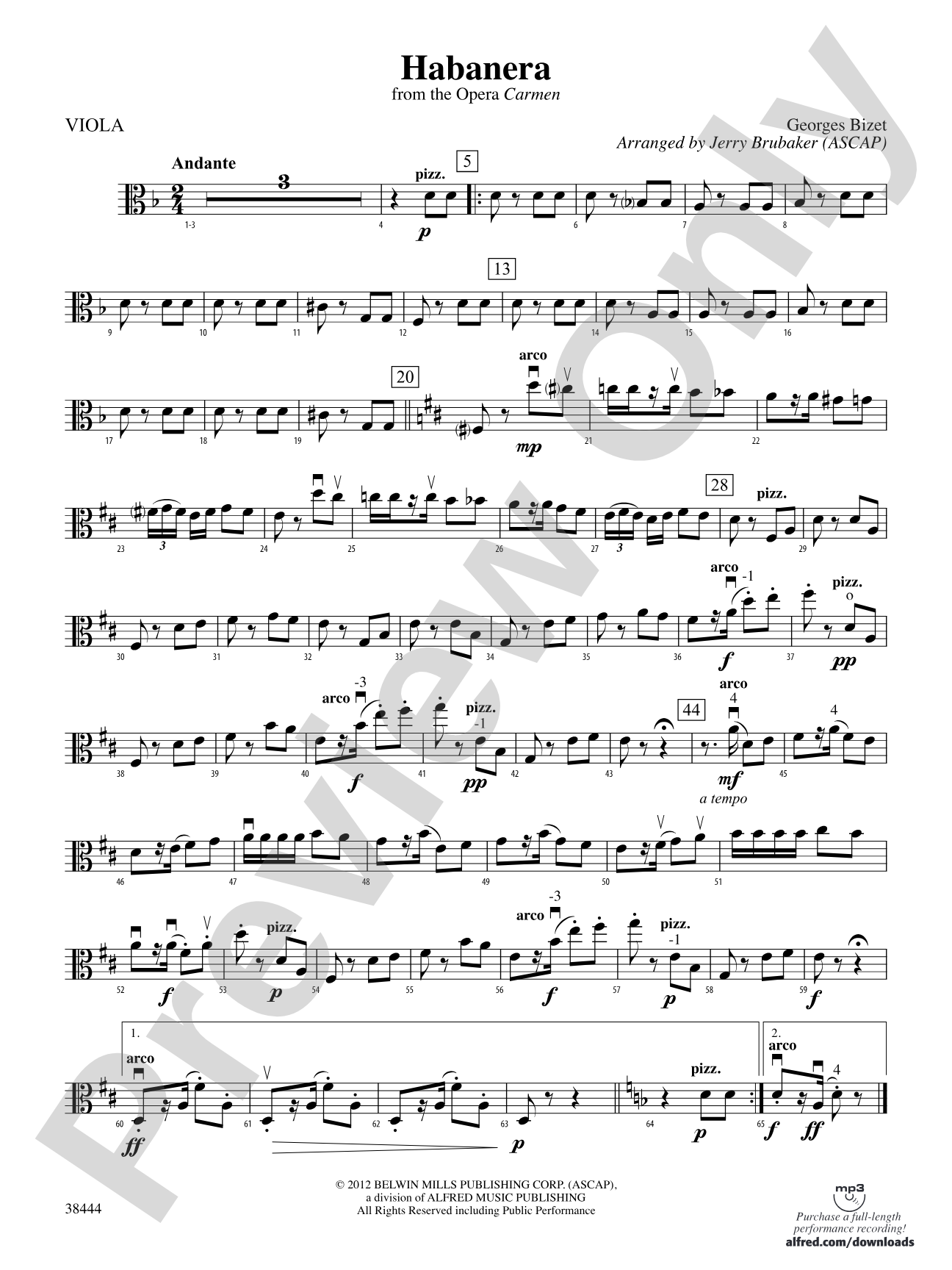 Habanera (from the opera Carmen): Viola