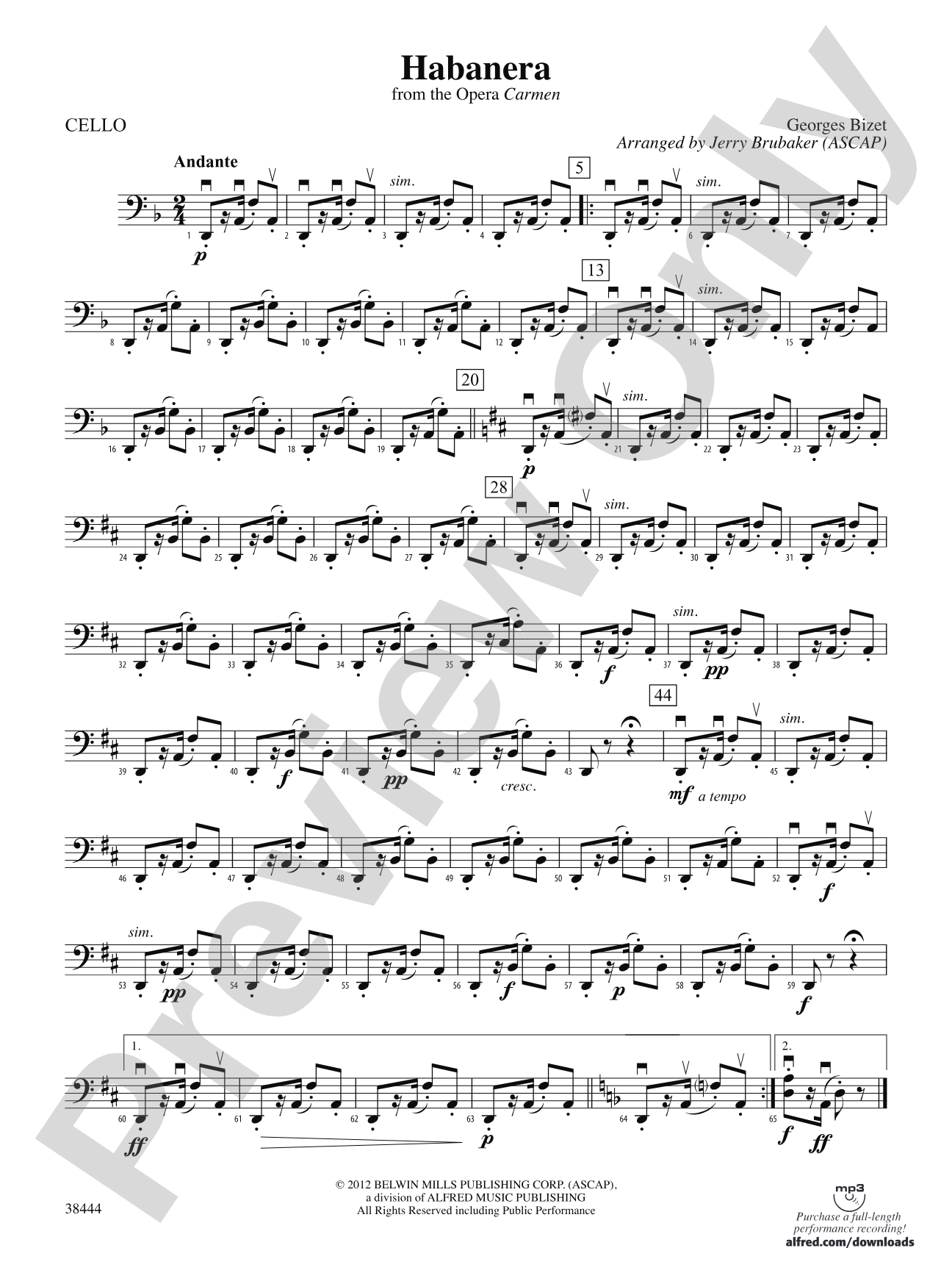 Habanera (from the opera Carmen): Cello