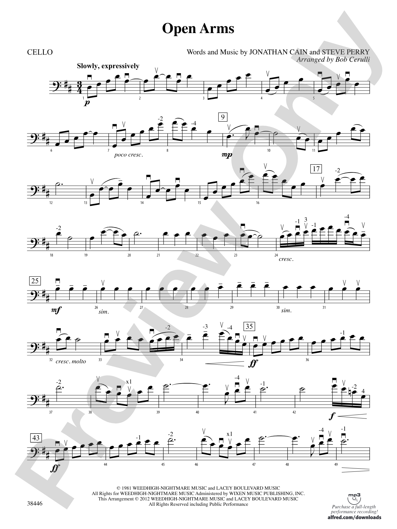 Open Arms: Cello