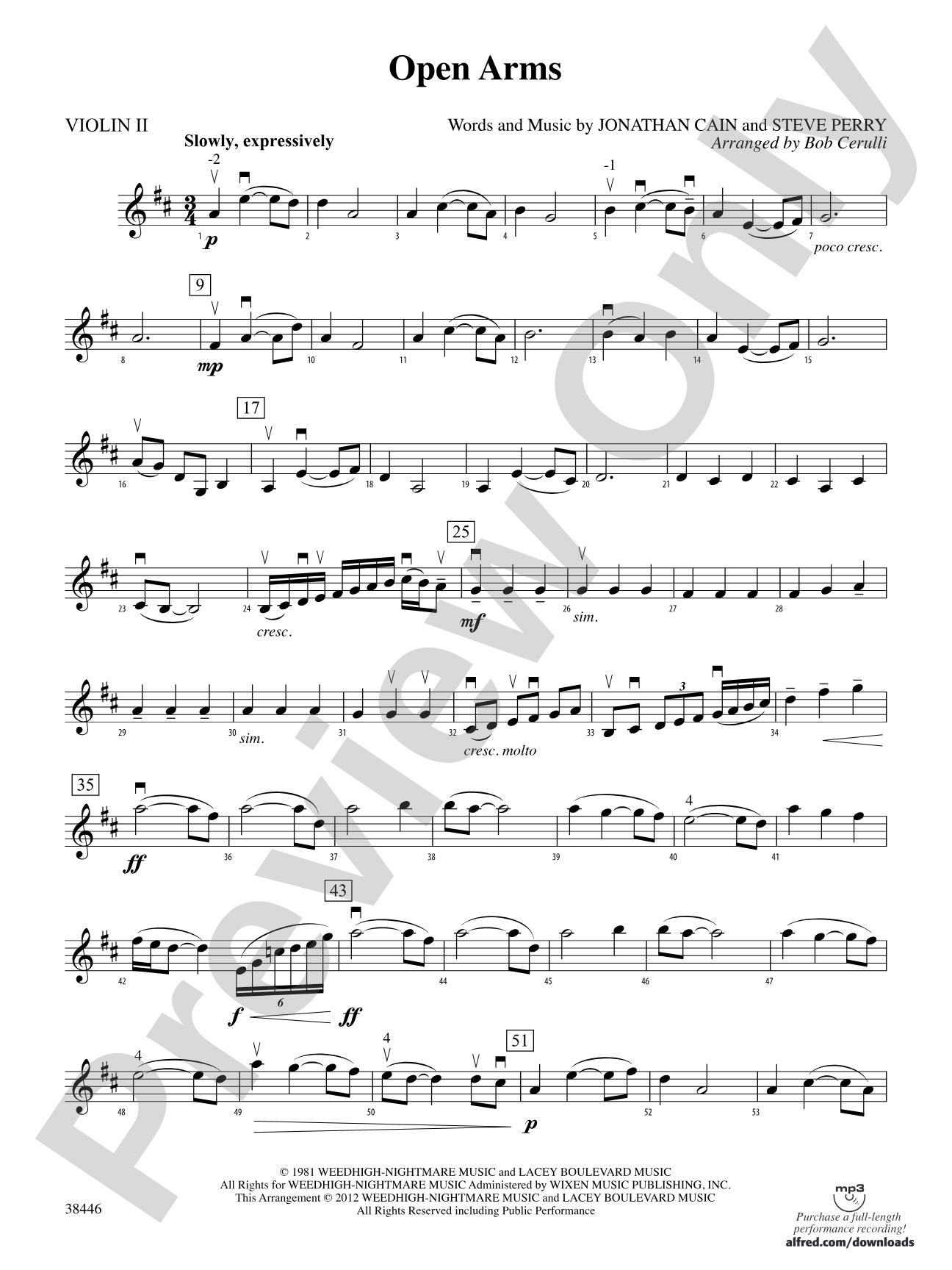 Open Arms: 2nd Violin