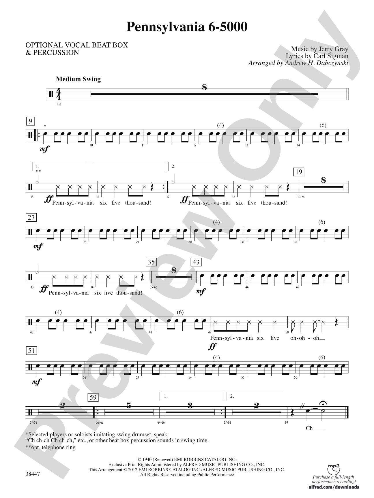 Pennsylvania 6-5000: 1st Percussion