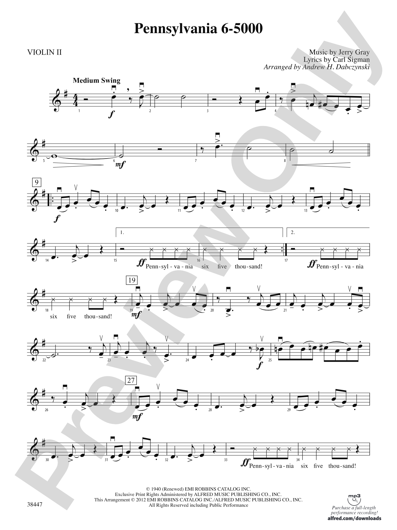 Pennsylvania 6-5000: 2nd Violin