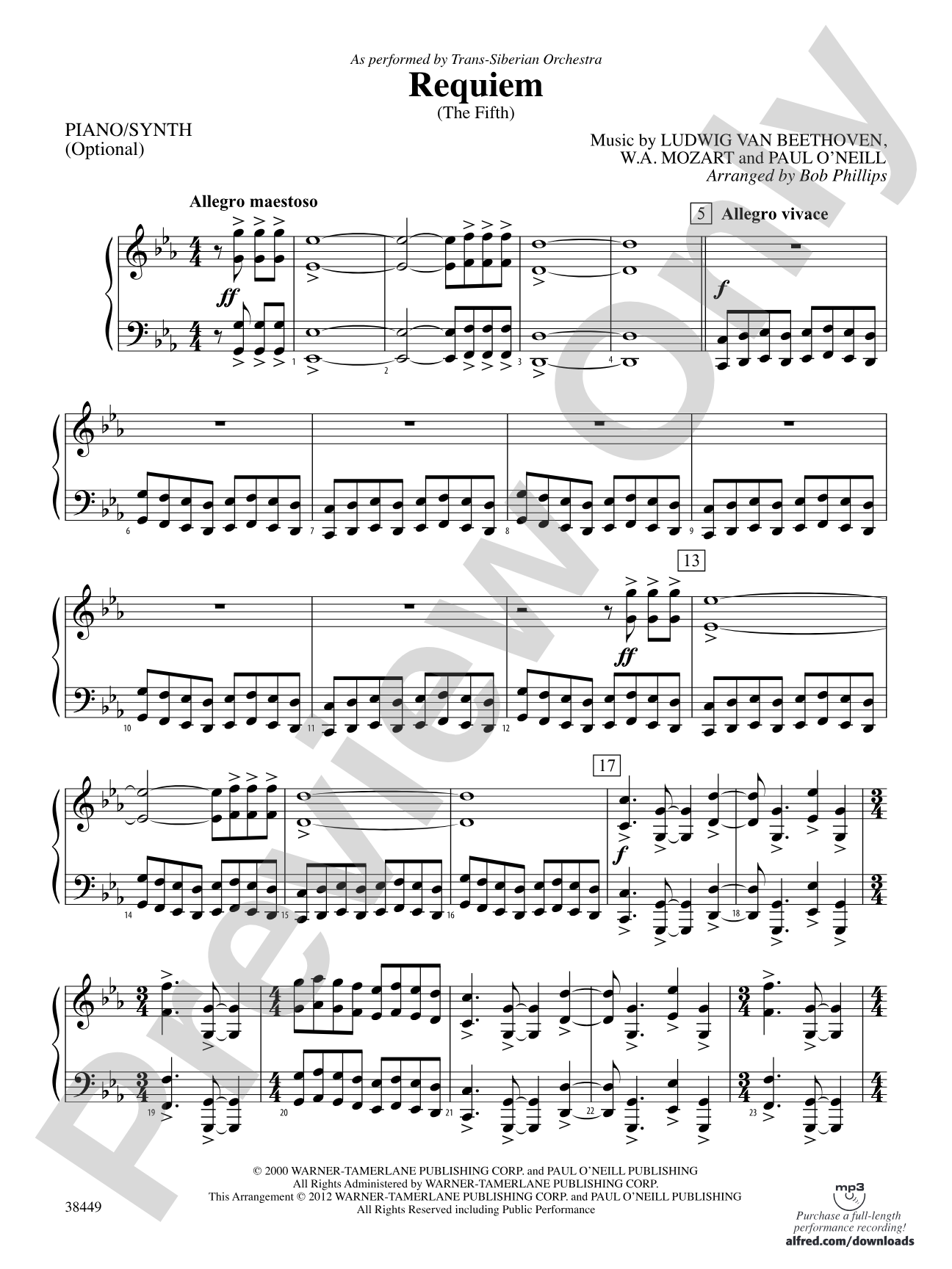 Requiem (The Fifth): Piano Accompaniment