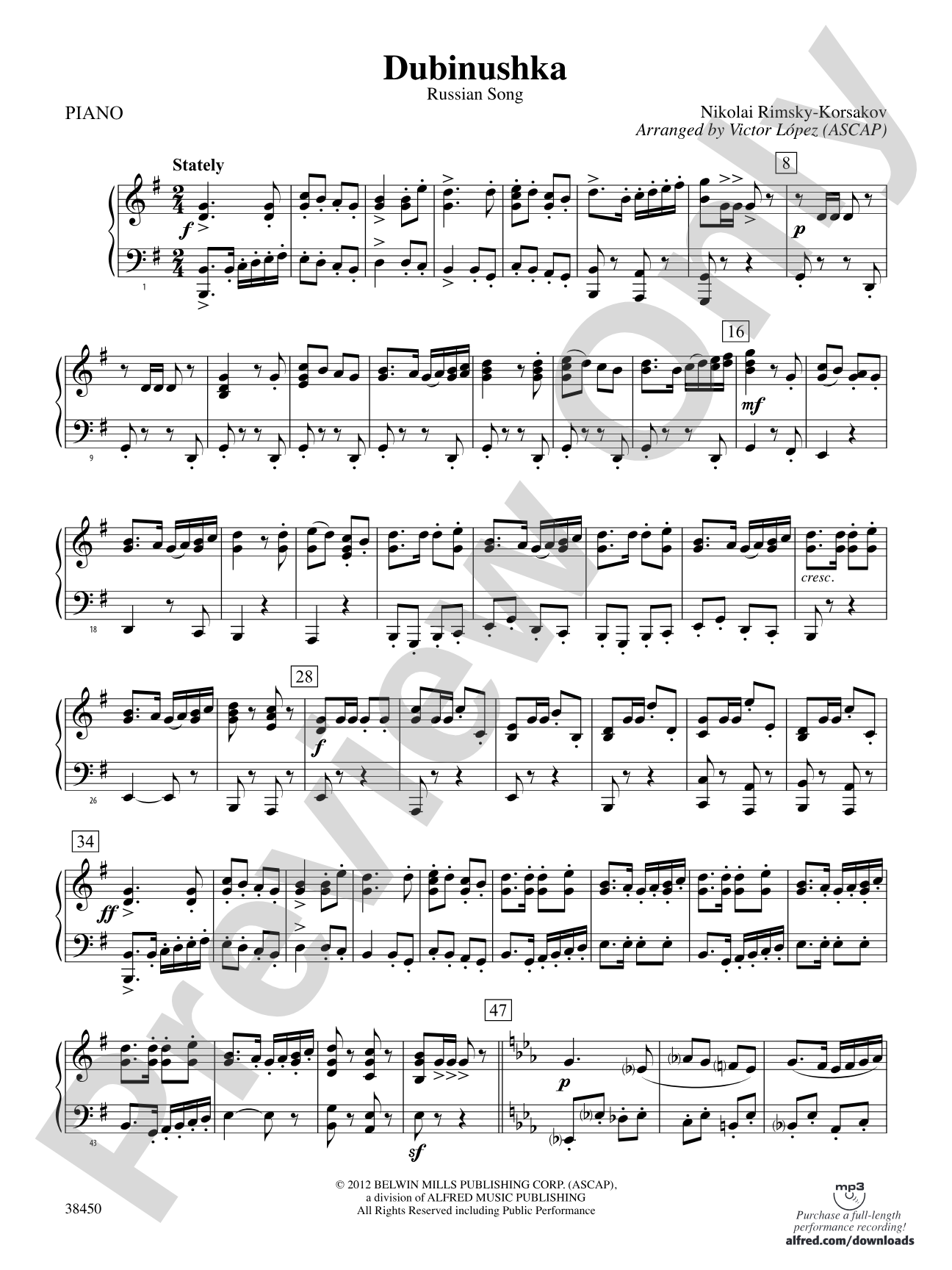 Dubinushka: Piano Accompaniment