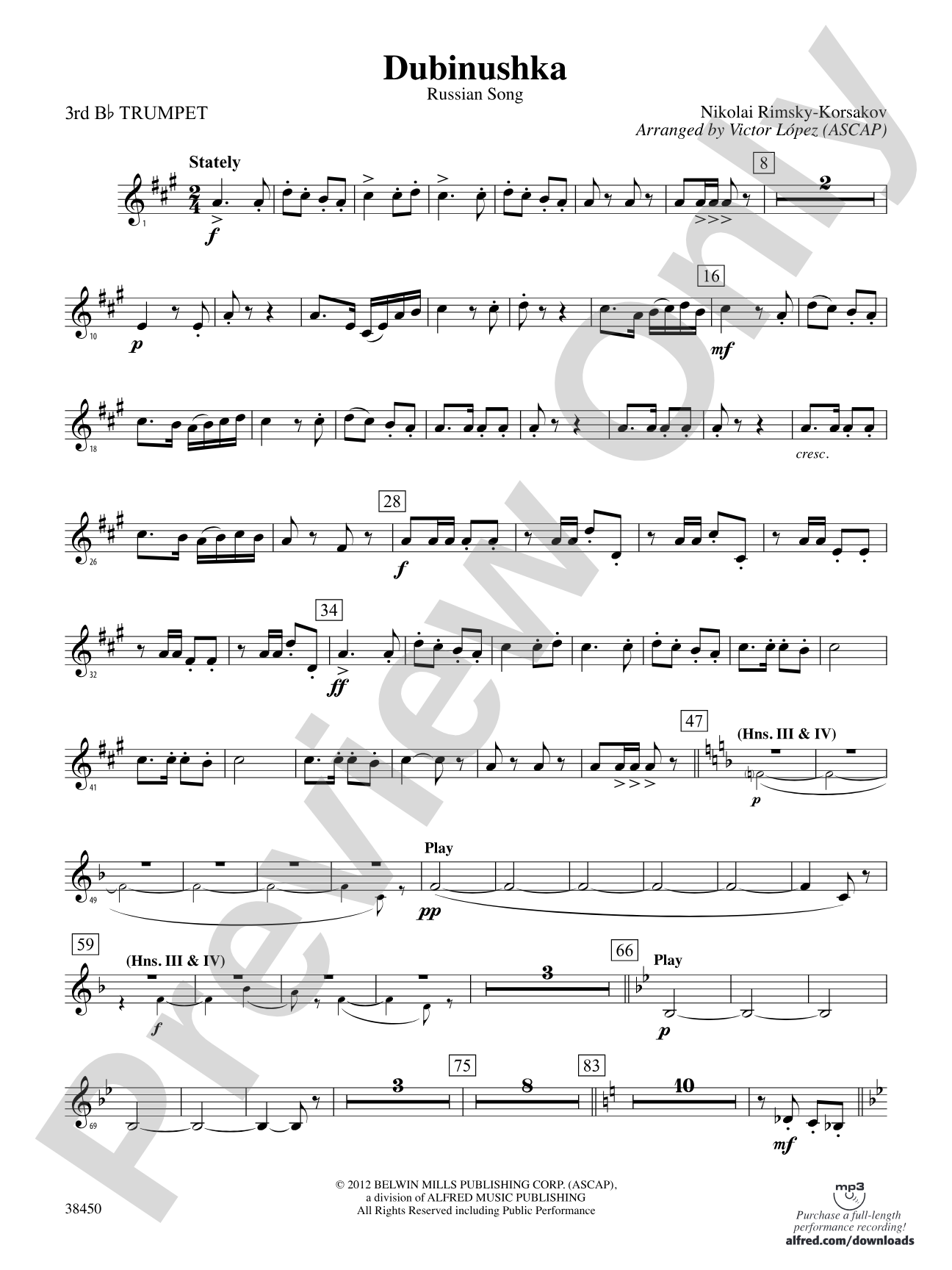 Dubinushka: 3rd B-flat Trumpet