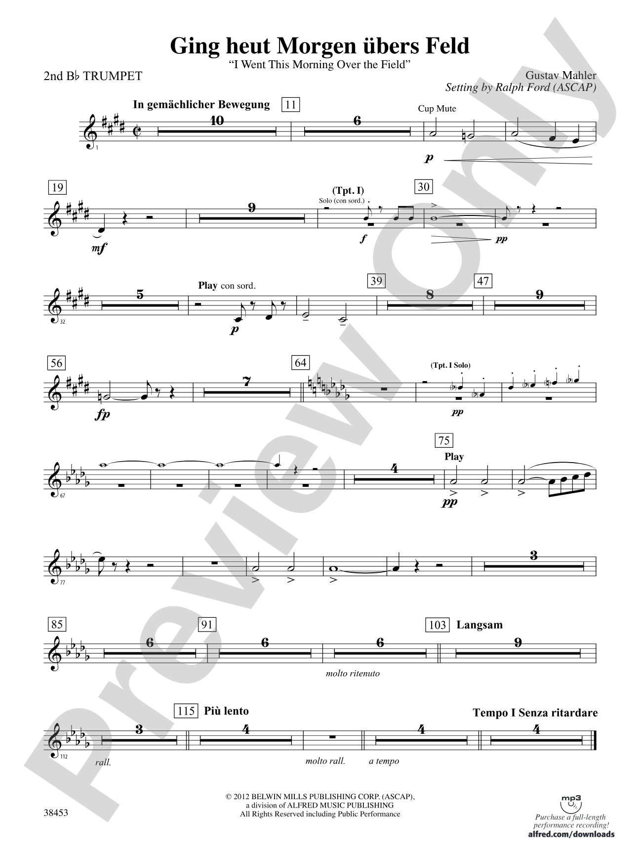 Ging heut Morgen übers Feld: 2nd B-flat Trumpet