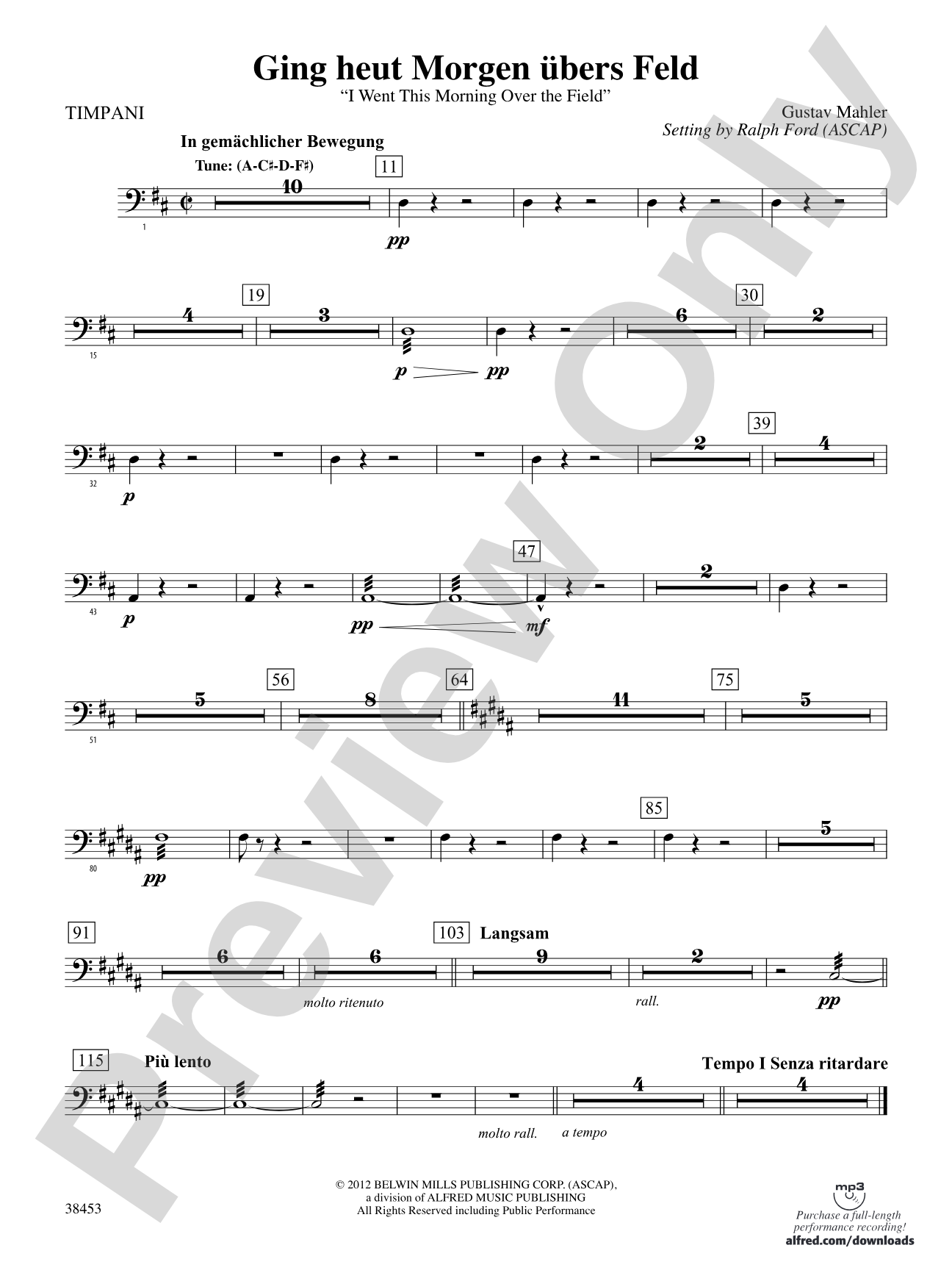 Ging heut Morgen übers Feld: Timpani