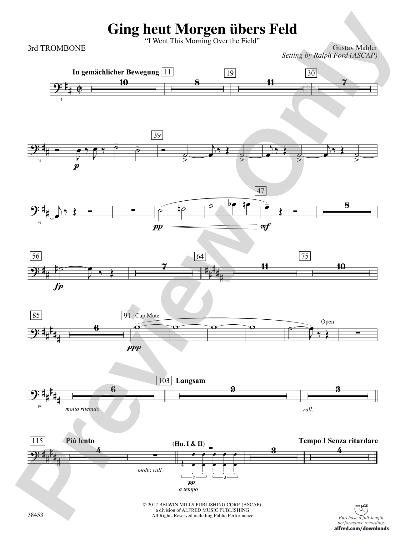 Ging heut Morgen übers Feld: 3rd Trombone
