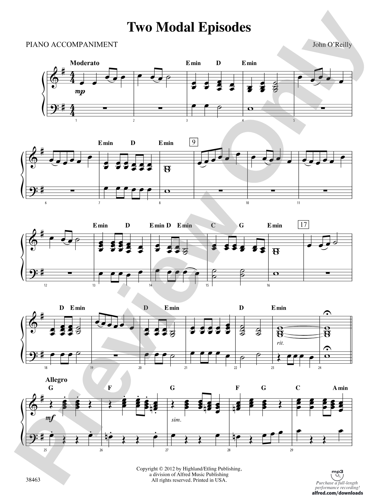 Two Modal Episodes: Piano Accompaniment
