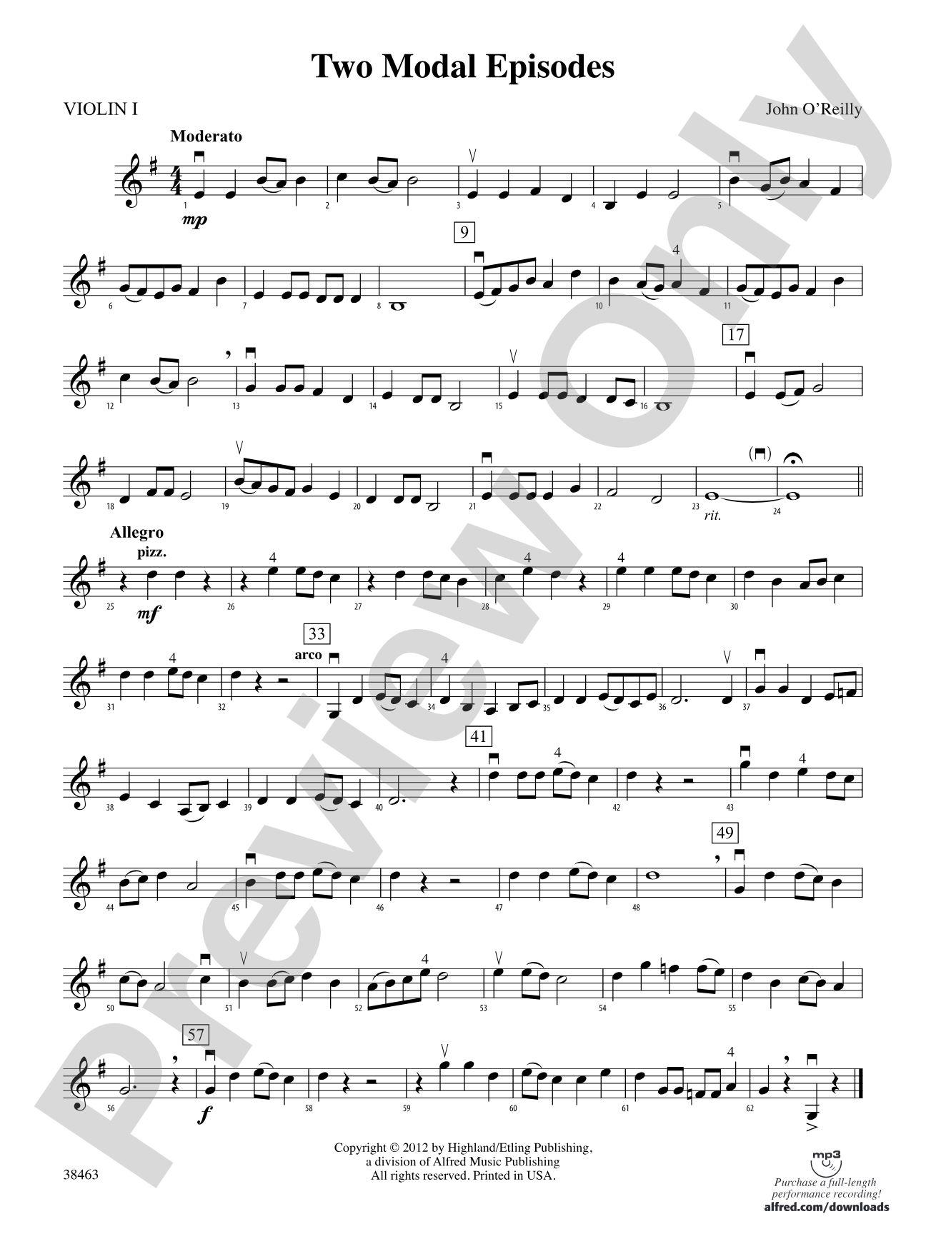 Two Modal Episodes: 1st Violin