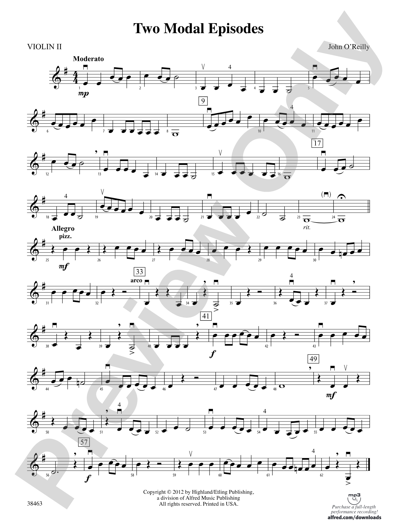 Two Modal Episodes: 2nd Violin