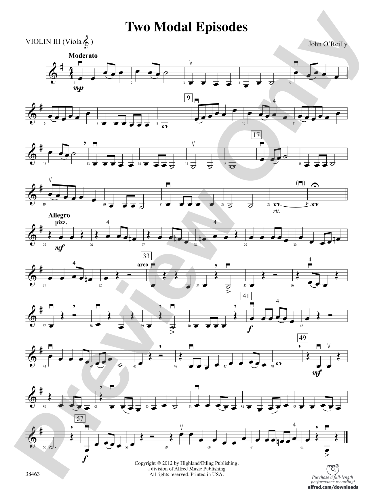 Two Modal Episodes: 3rd Violin (Viola [TC])