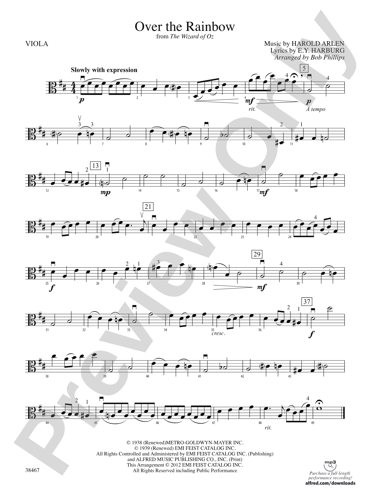 Over the Rainbow (from The Wizard of Oz): Viola