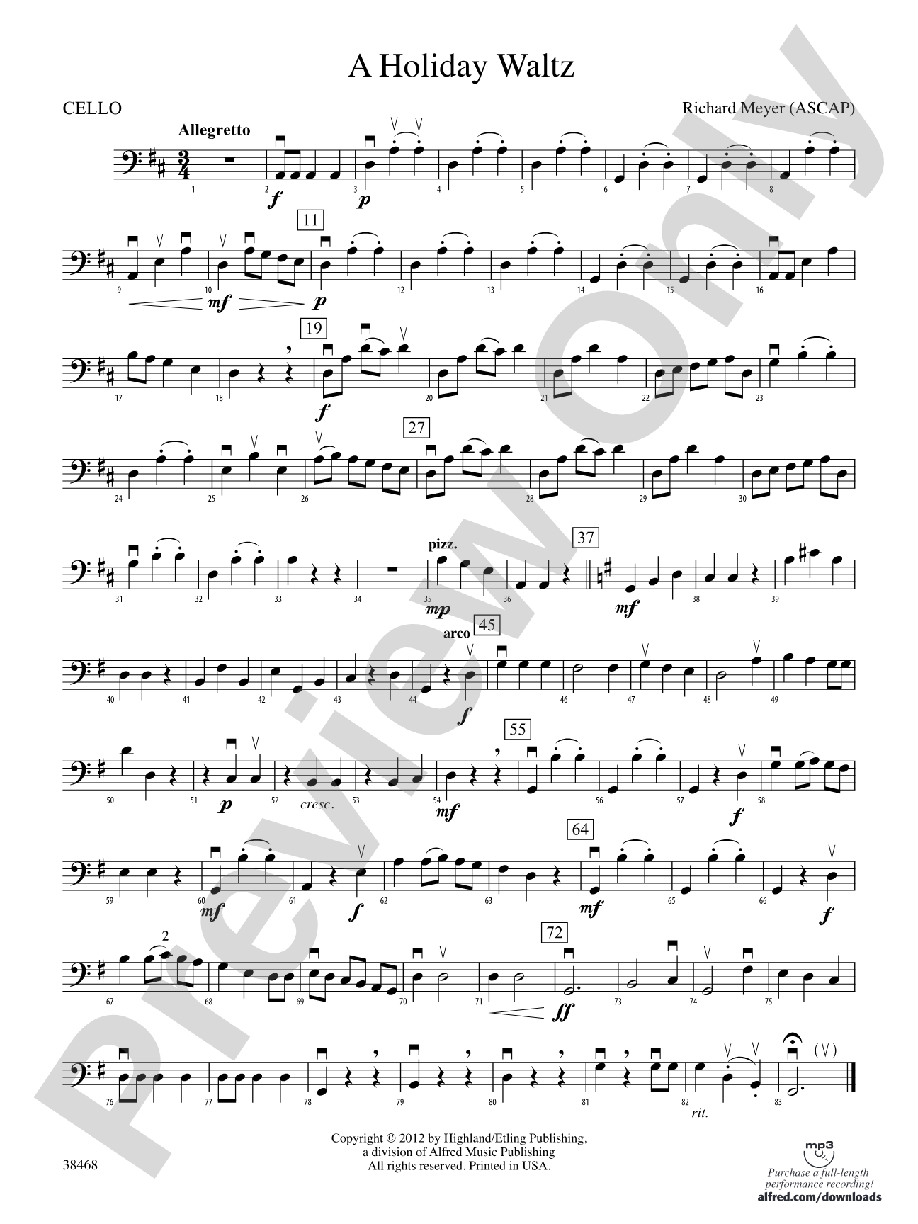 A Holiday Waltz: Cello