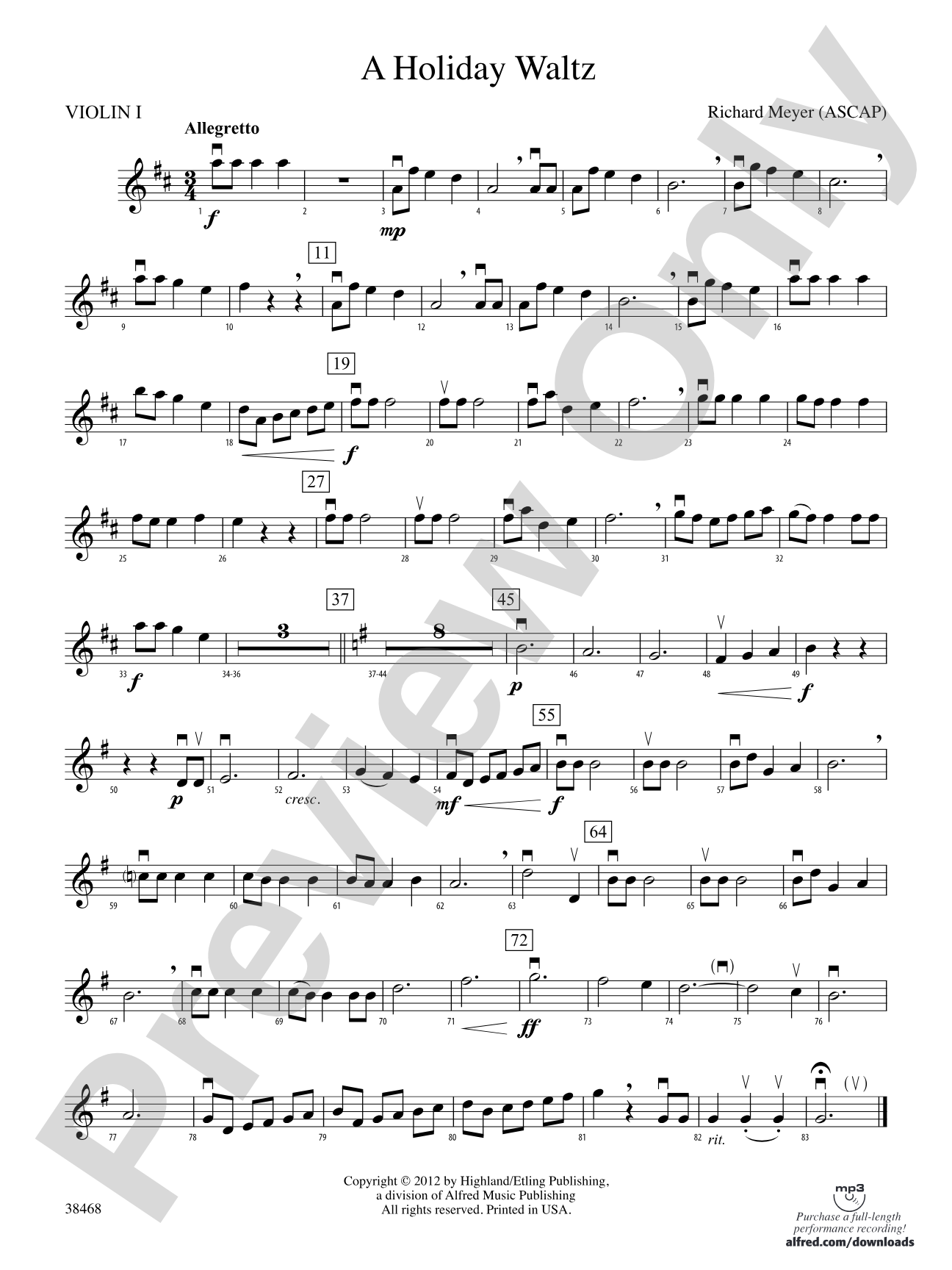 A Holiday Waltz: 1st Violin