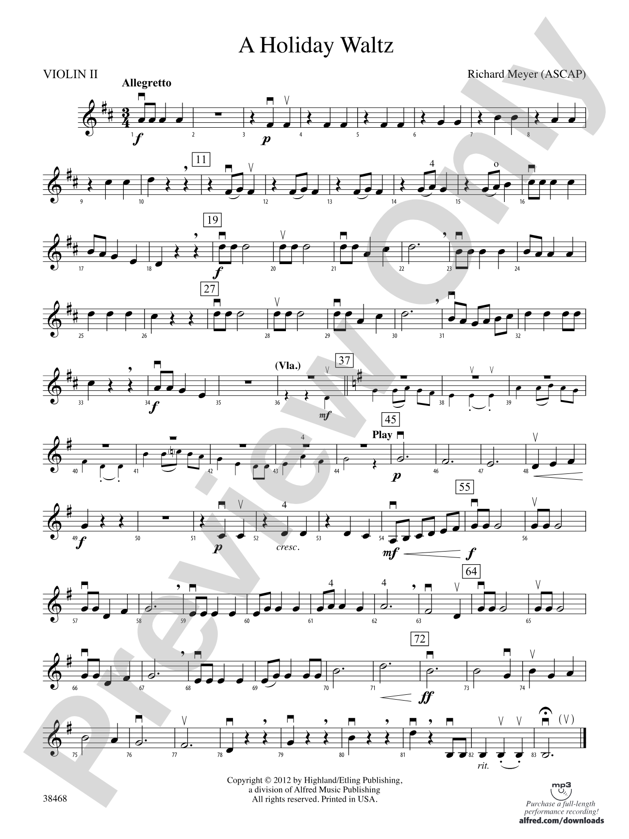 A Holiday Waltz: 2nd Violin