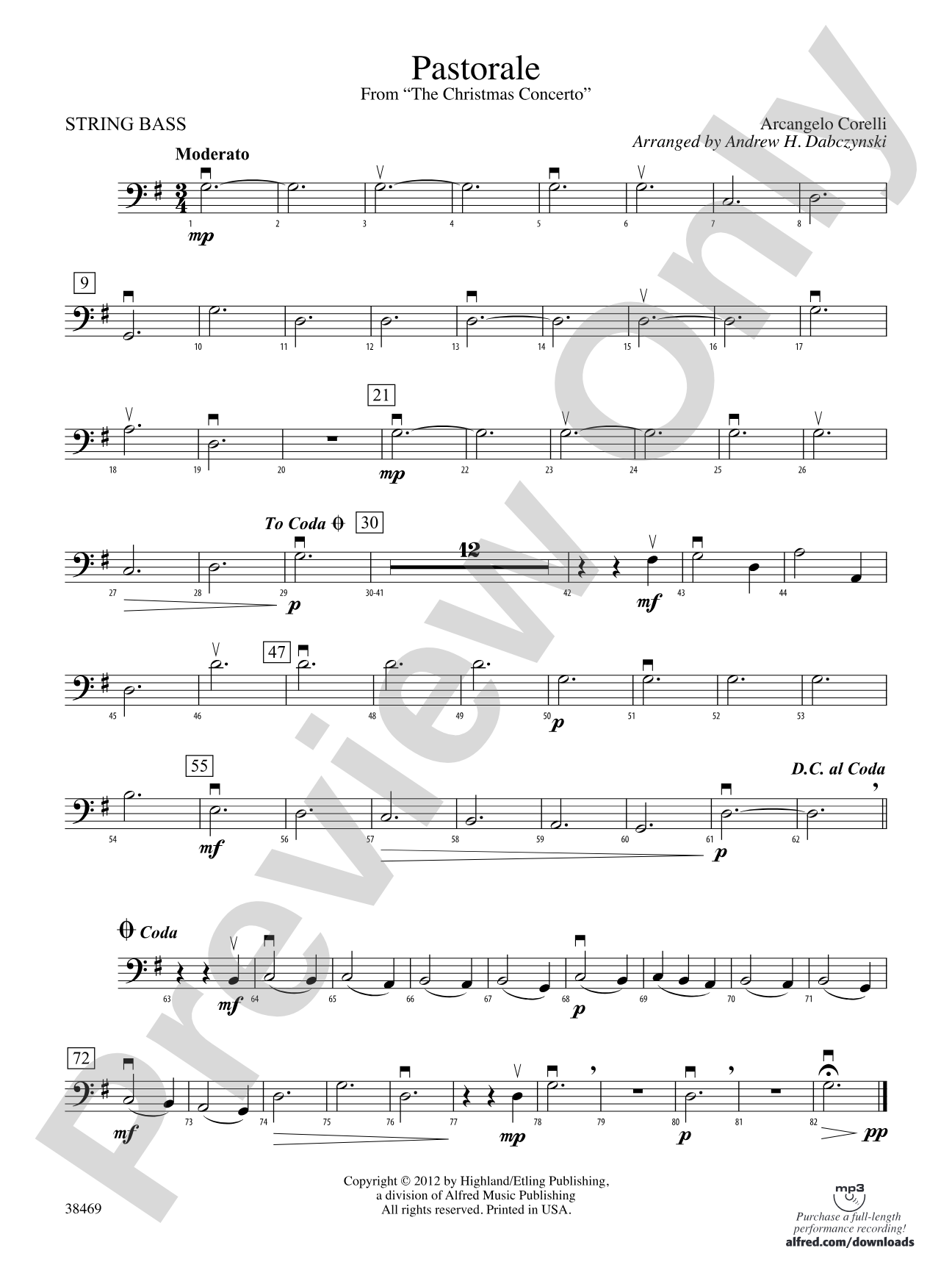 Pastorale (from The Christmas Concerto): String Bass