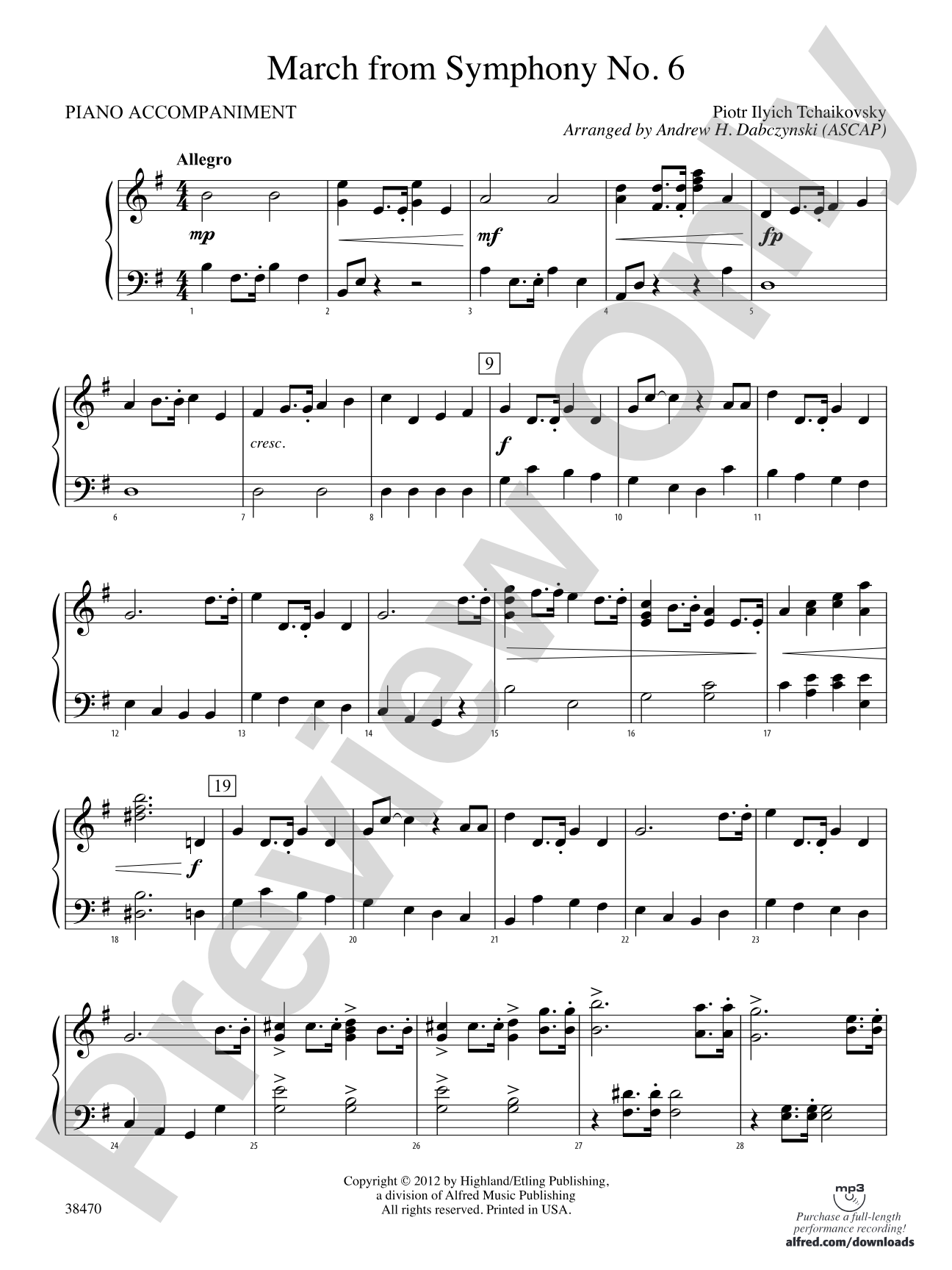 March from Symphony No. 6: Piano Accompaniment