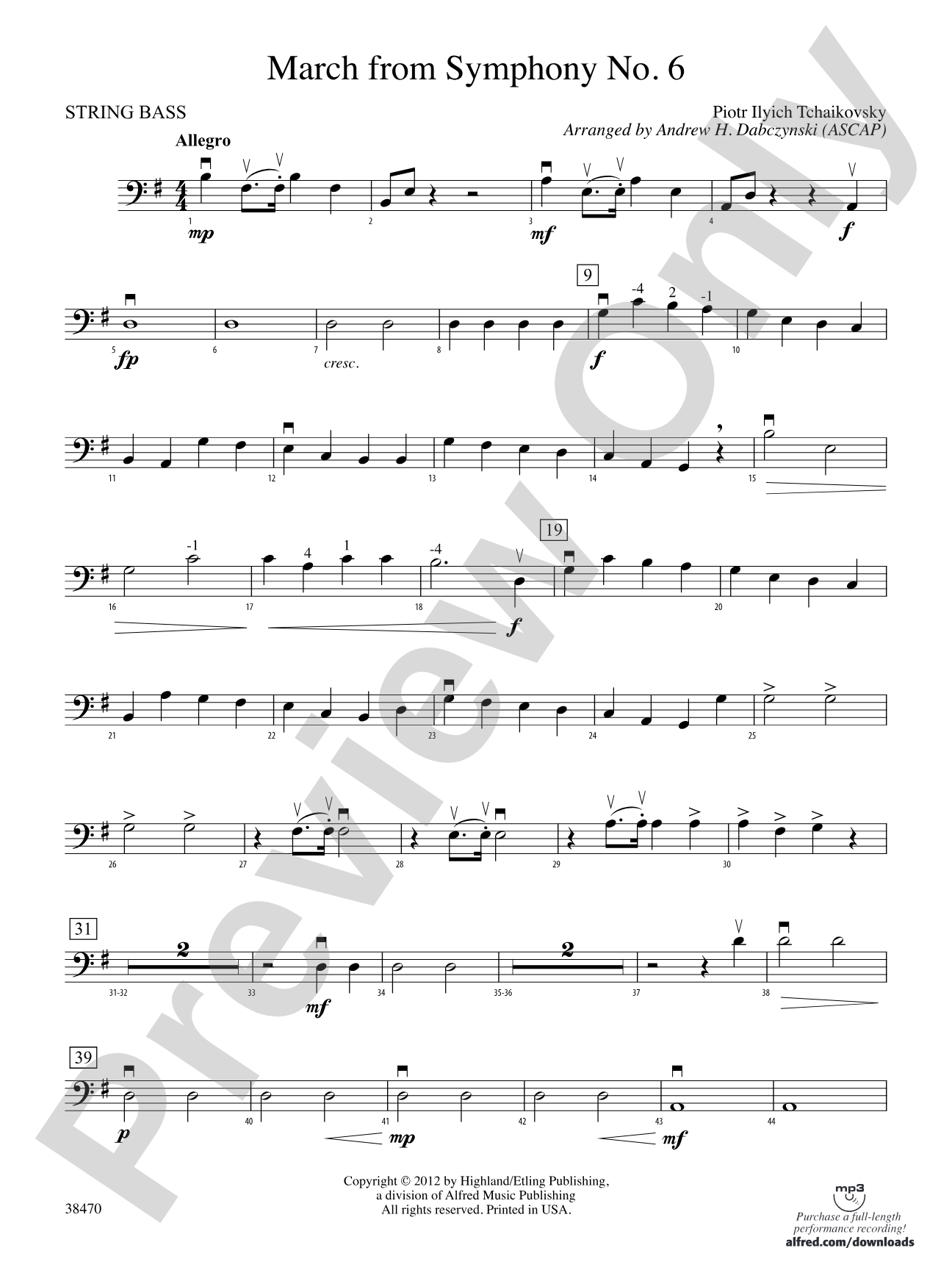 March from Symphony No. 6: String Bass