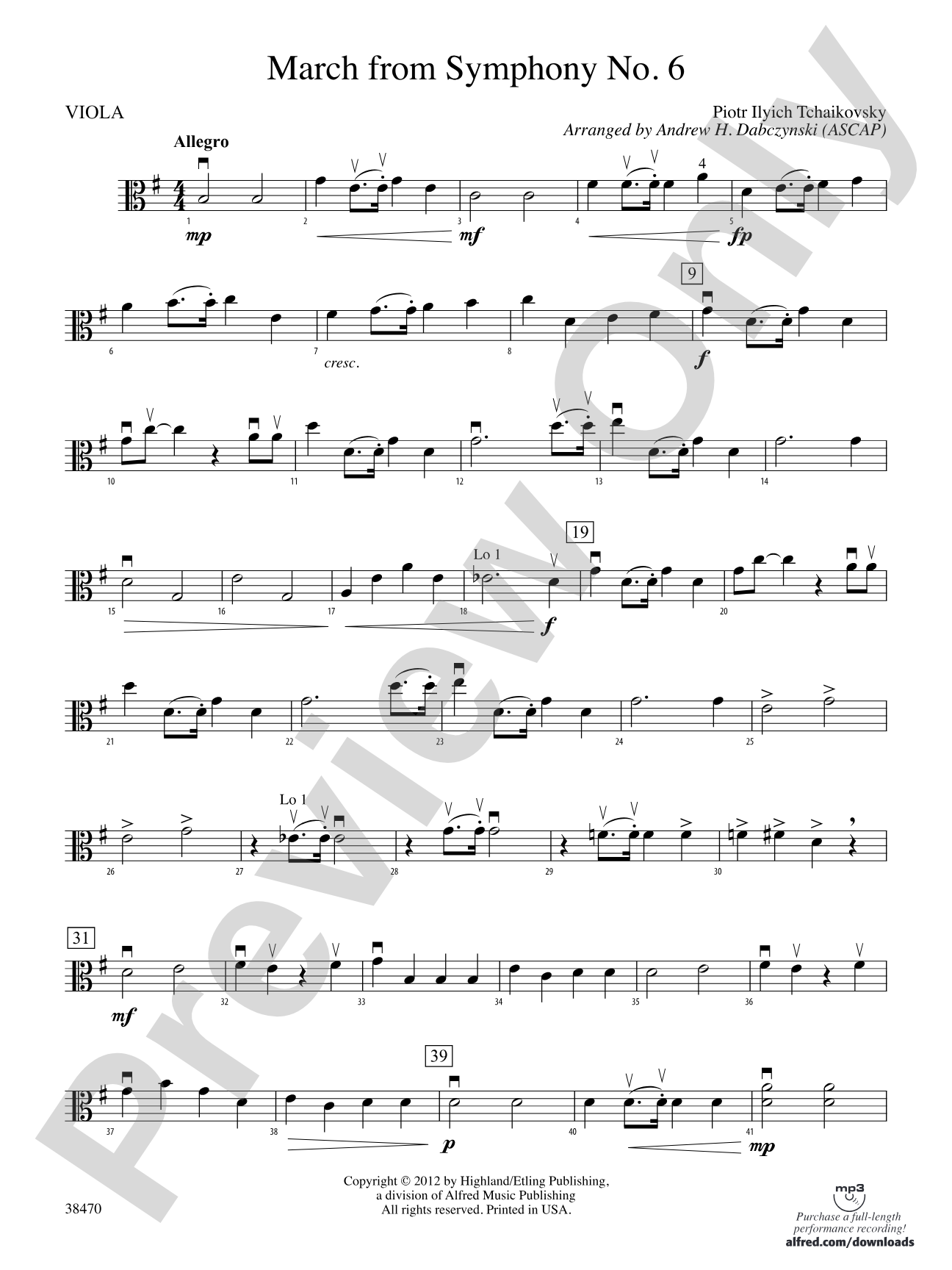 March from Symphony No. 6: Viola