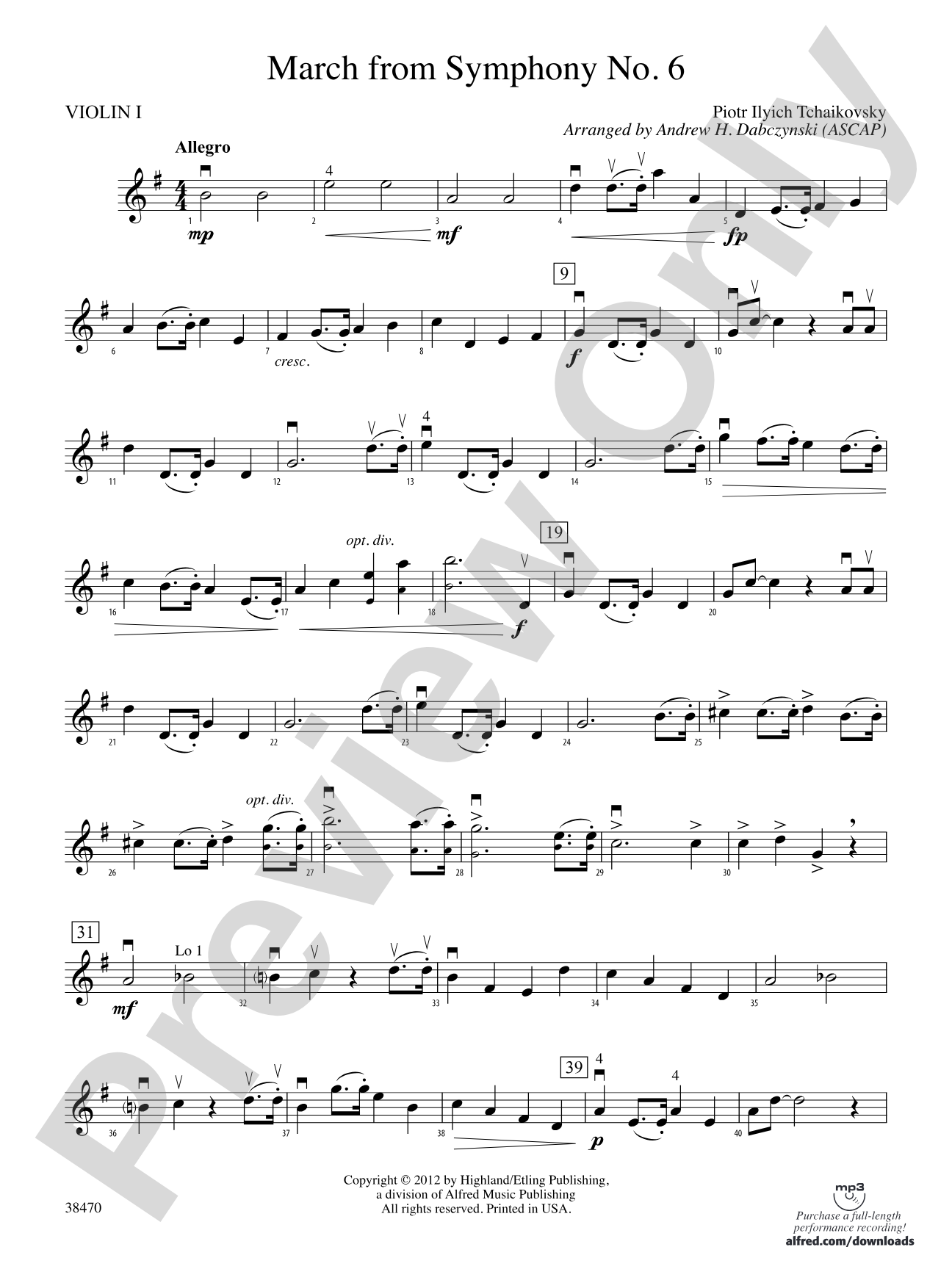 March from Symphony No. 6: 1st Violin