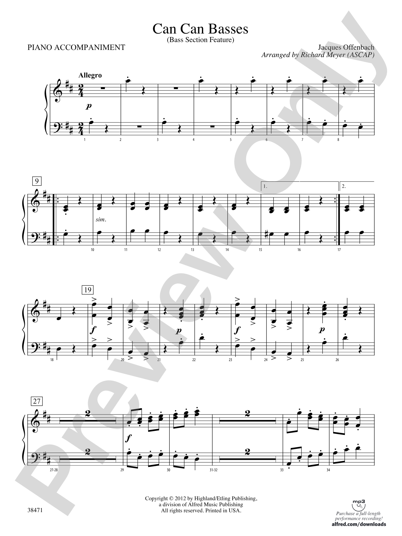 Can Can Basses: Piano Accompaniment