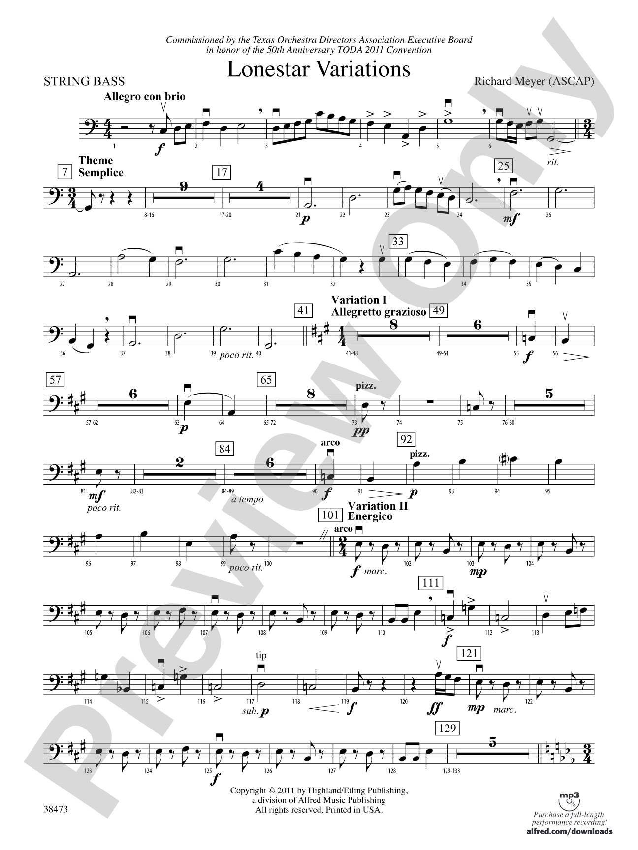 Lonestar Variations: String Bass