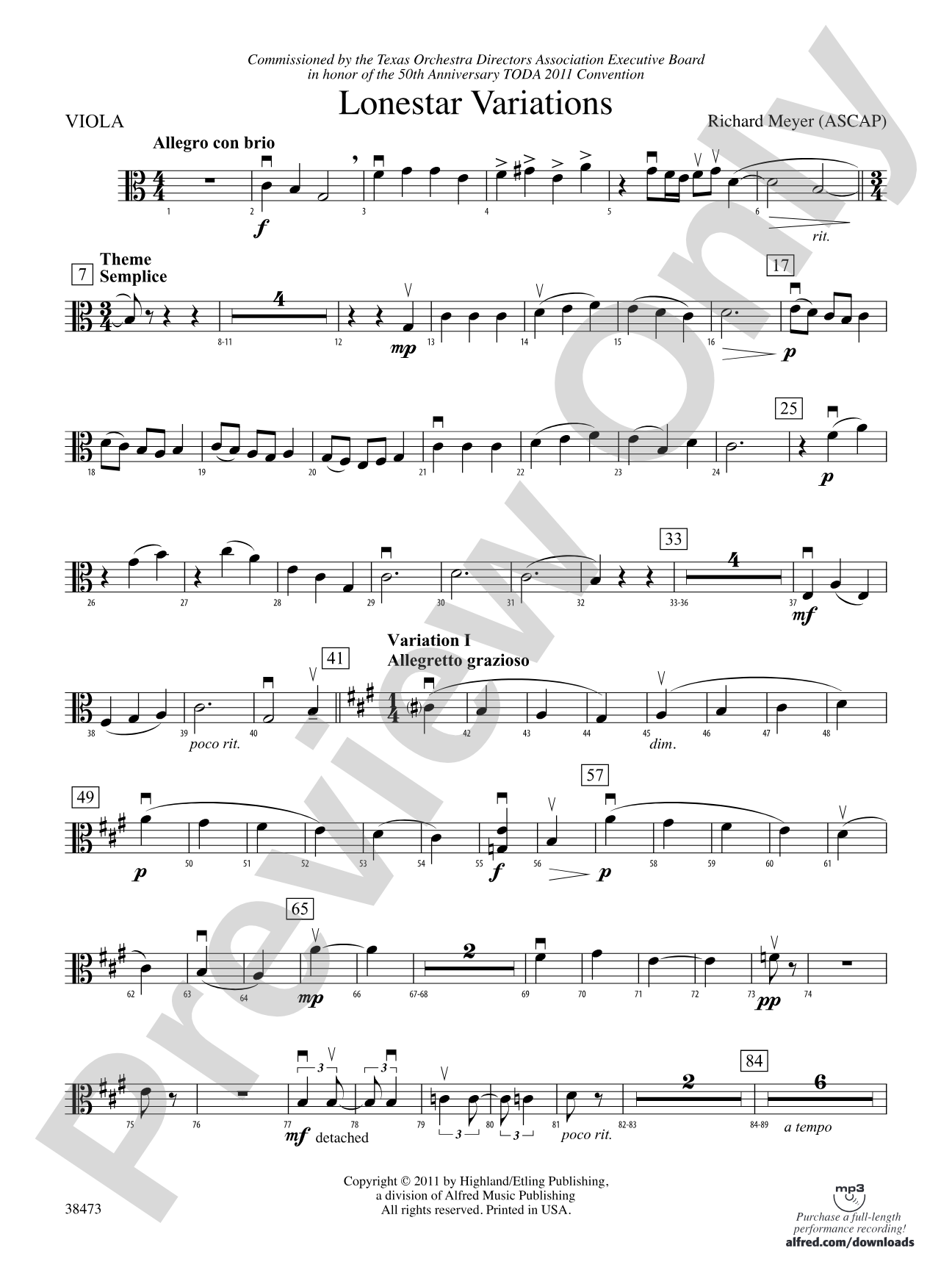 Lonestar Variations: Viola