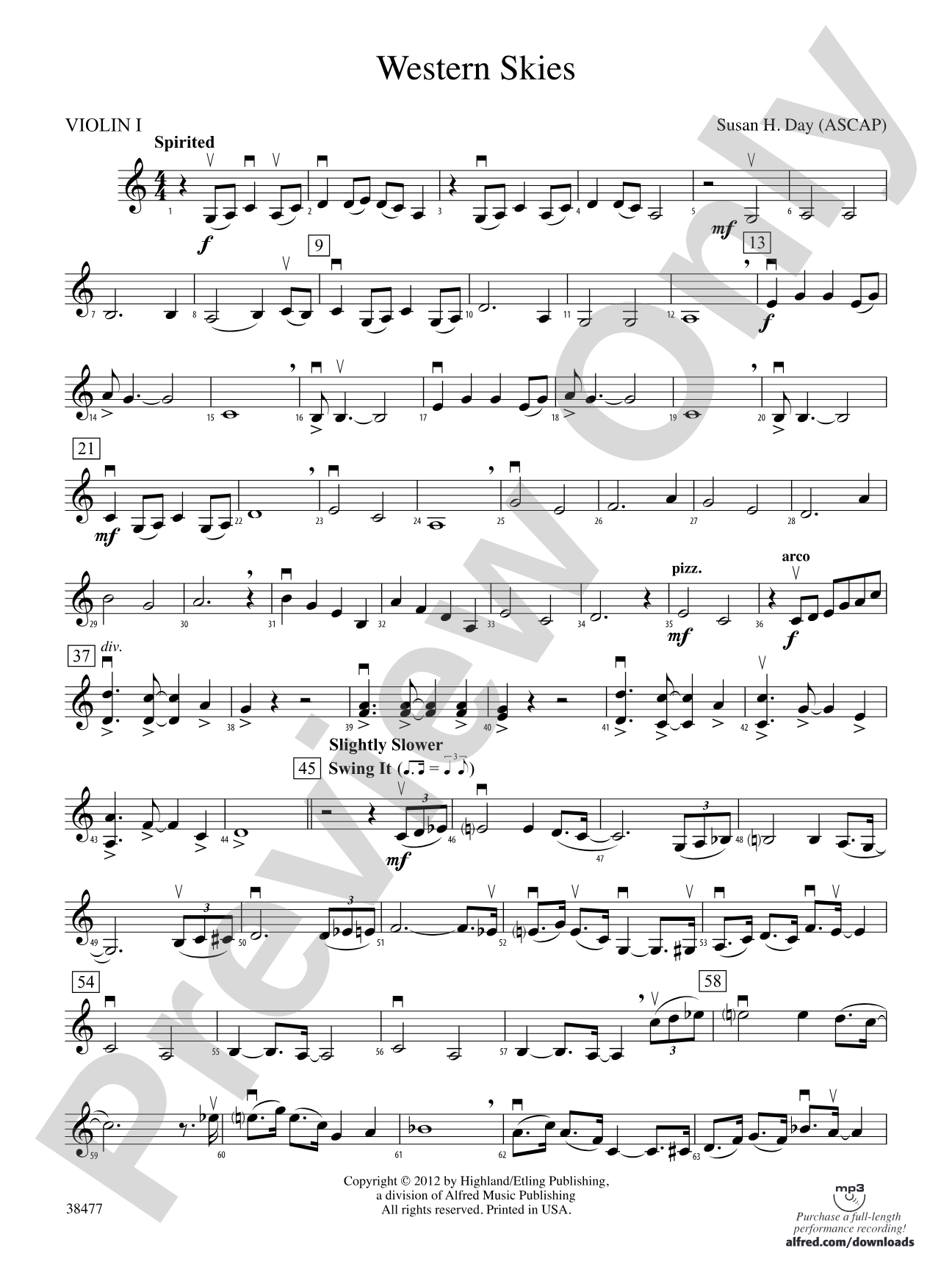 Western Skies: 1st Violin