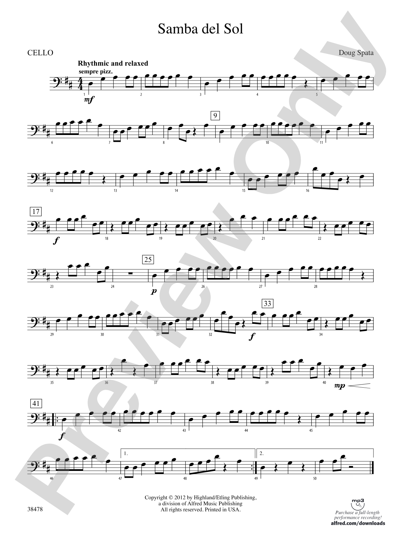 Samba del Sol: Cello