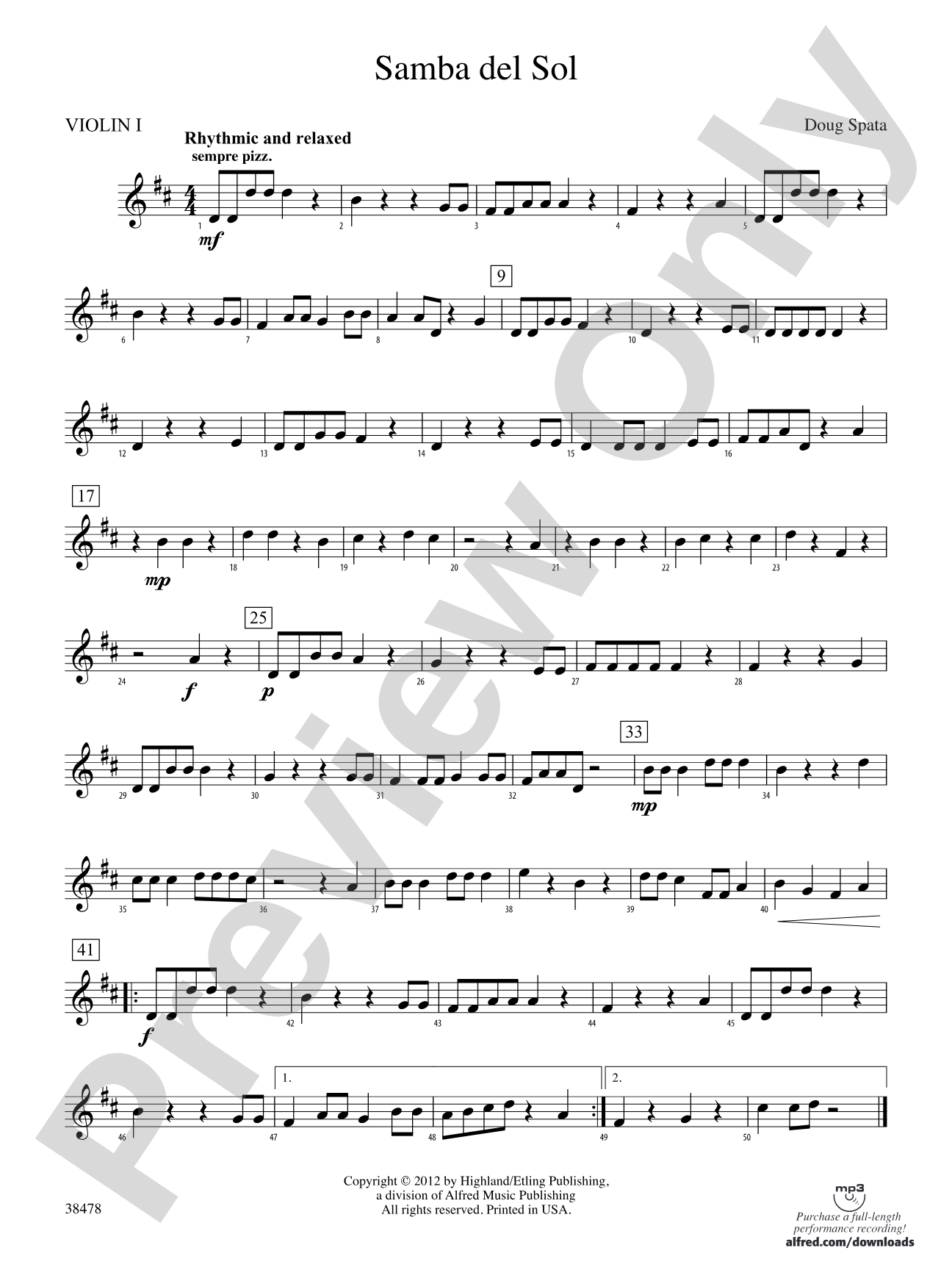 Samba del Sol: 1st Violin