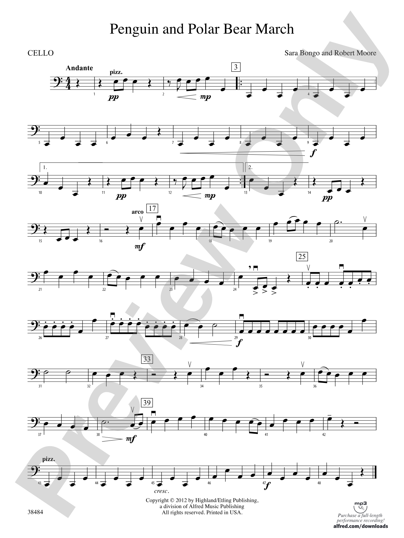 Penguin and Polar Bear March: Cello
