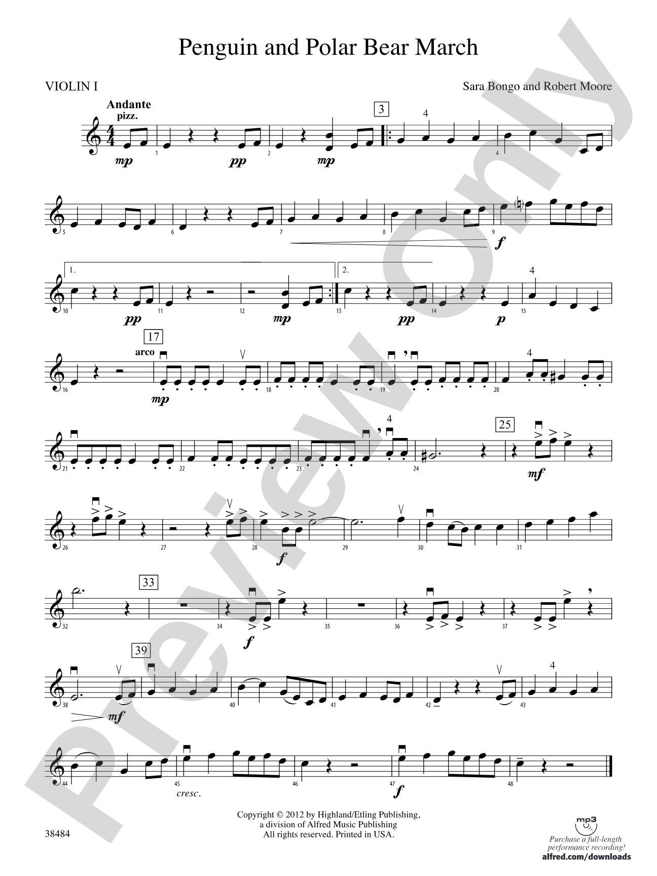 Penguin and Polar Bear March: 1st Violin