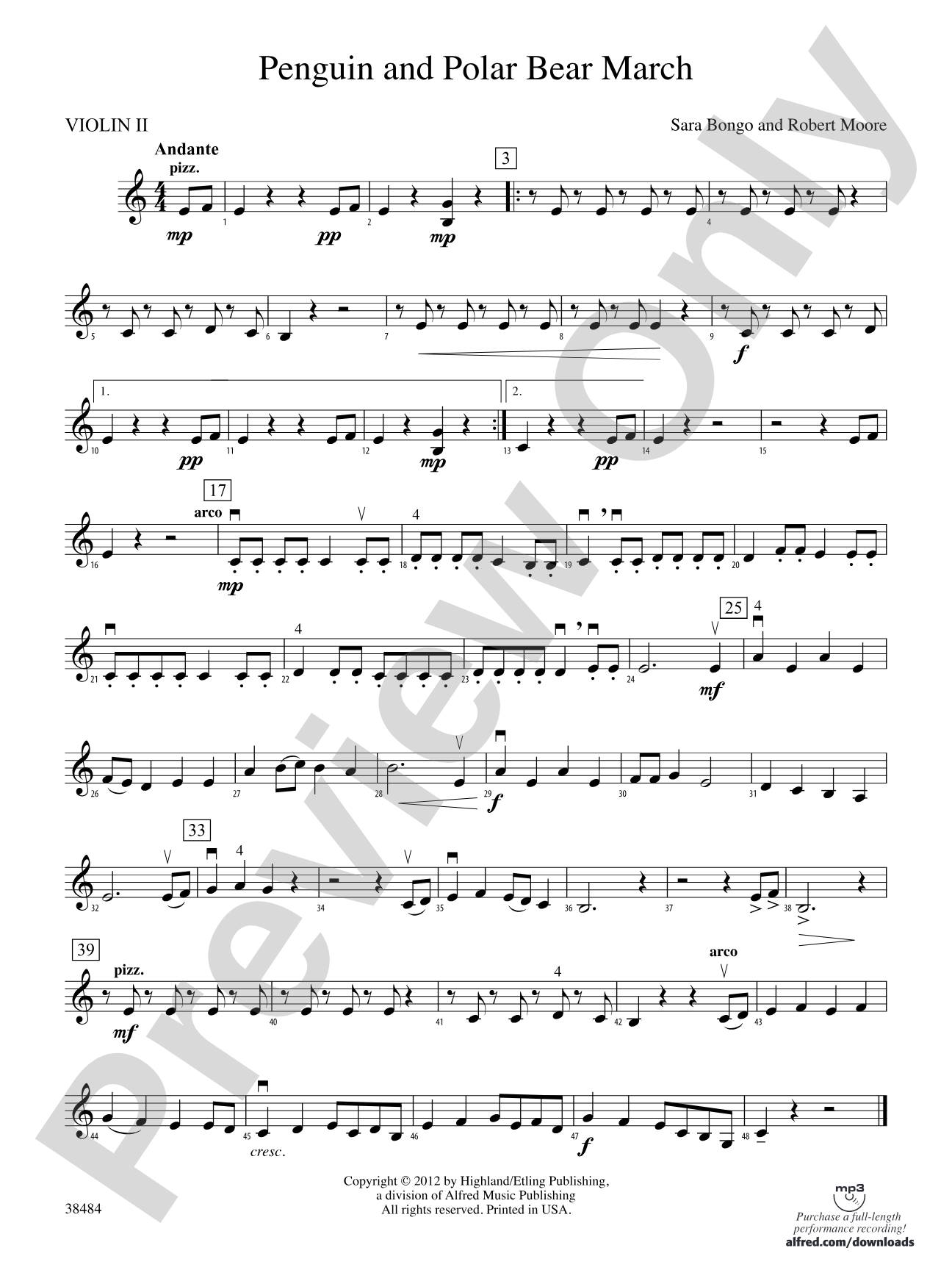 Penguin and Polar Bear March: 2nd Violin
