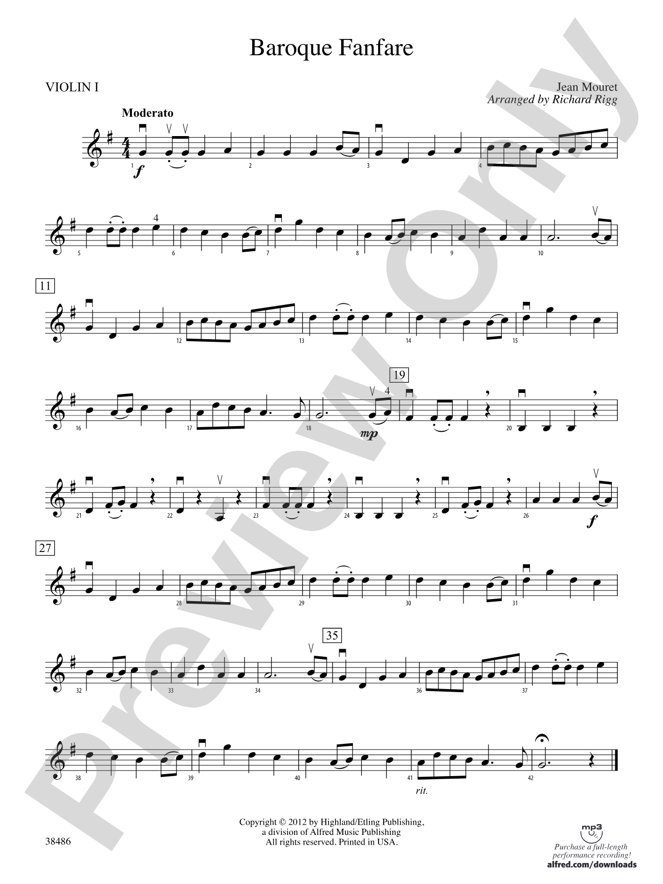 Baroque Fanfare: 1st Violin