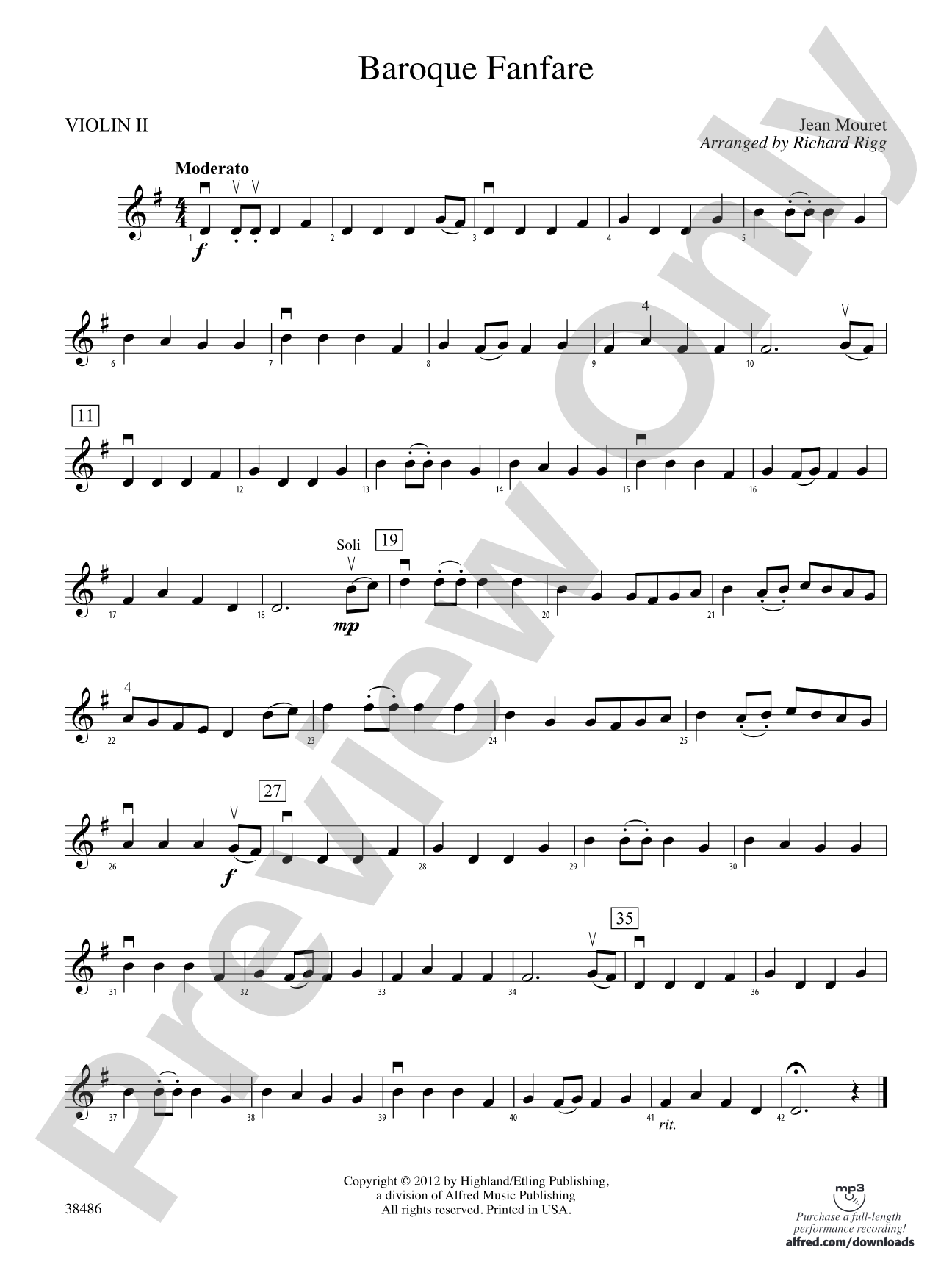 Baroque Fanfare: 2nd Violin