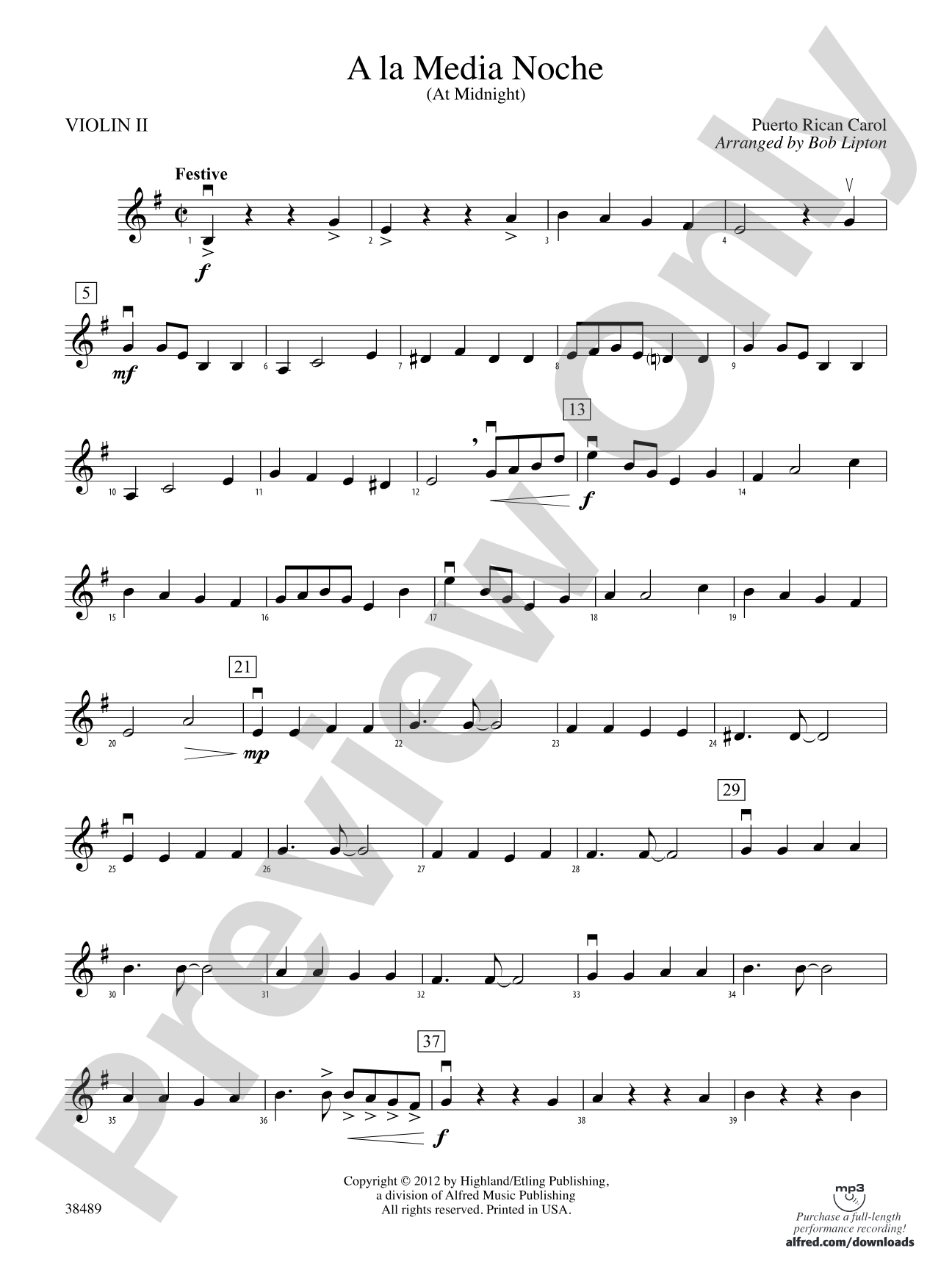 A la Media Noche: 2nd Violin