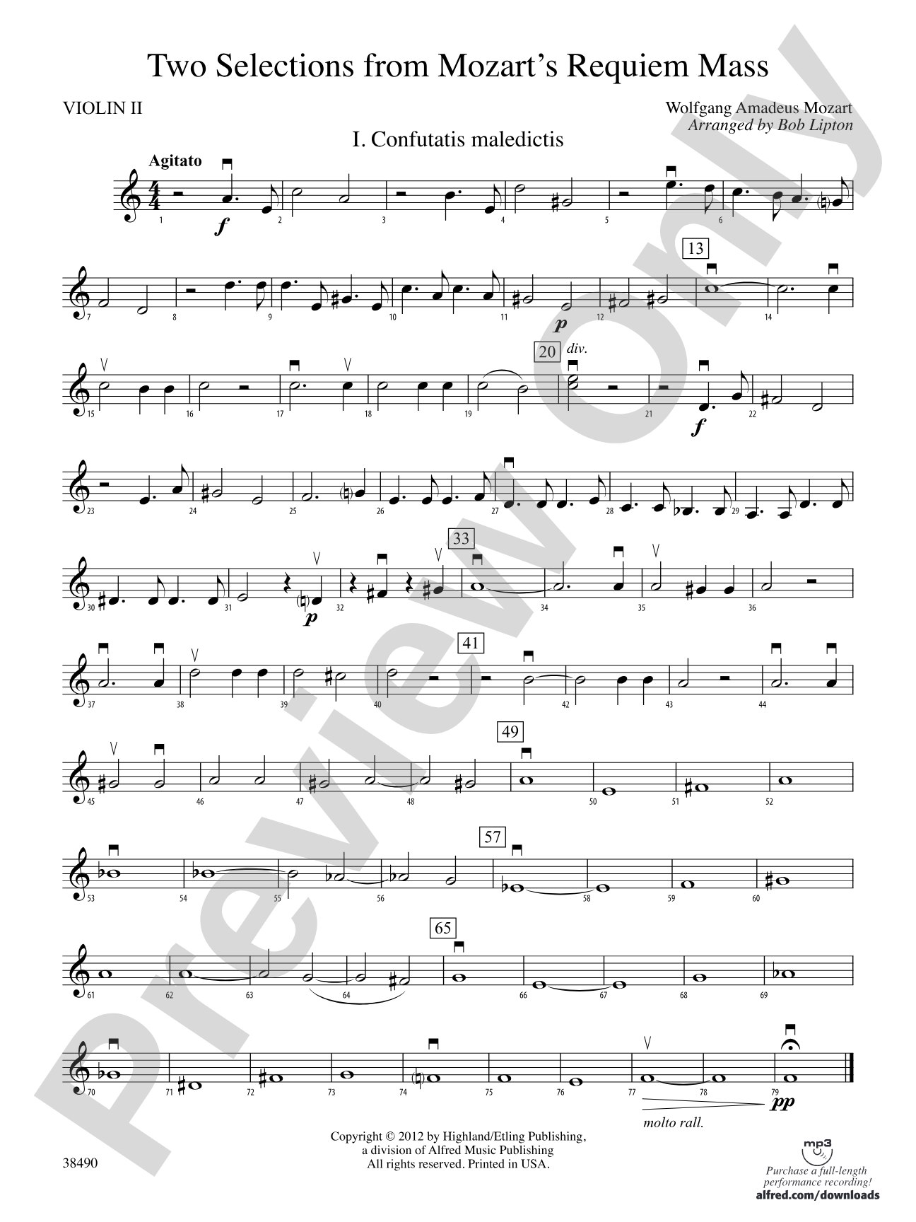 Two Selections from Mozart's Requiem Mass: 2nd Violin