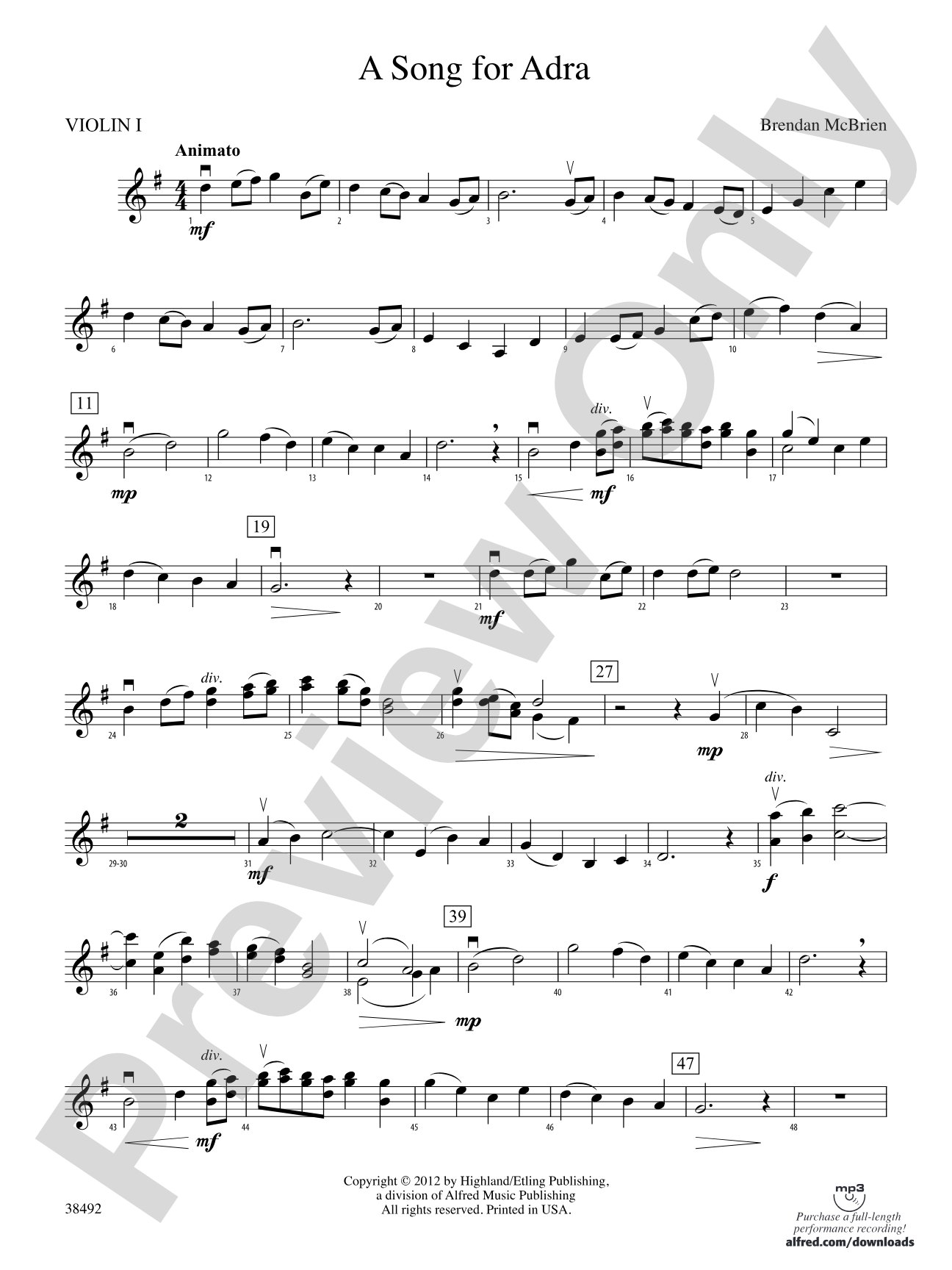 A Song for Adra: 1st Violin