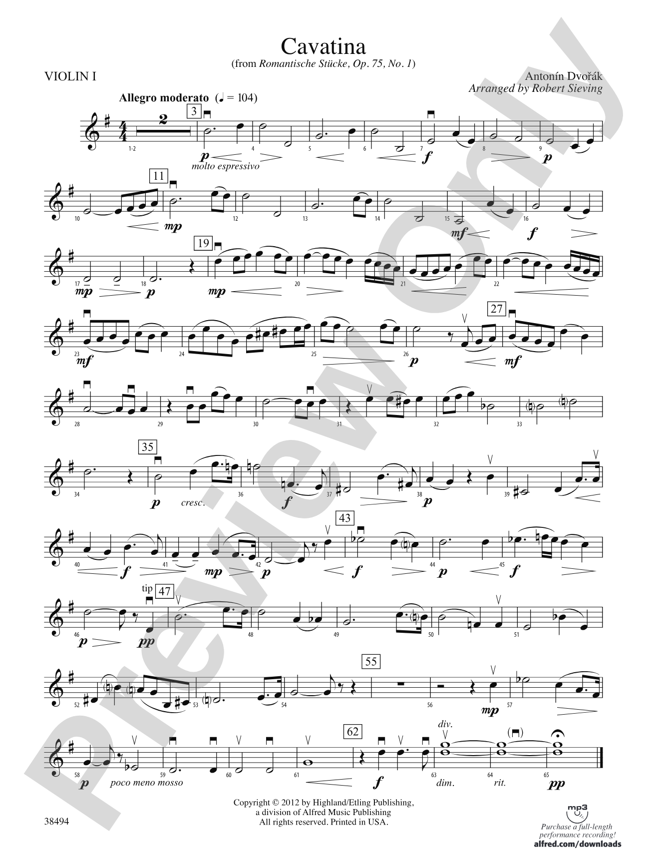 Cavatina: 1st Violin