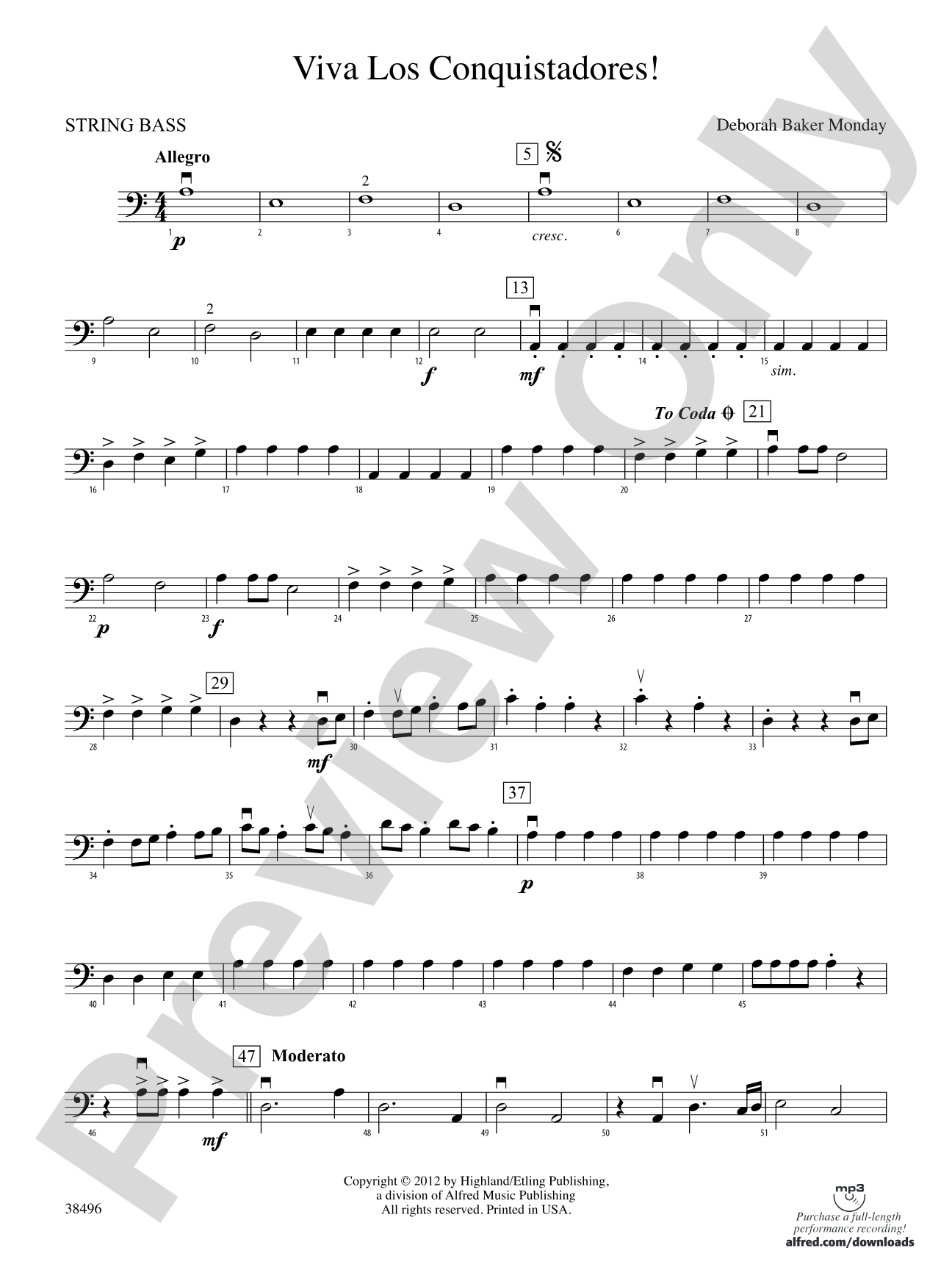 Viva los Conquistadores!: String Bass