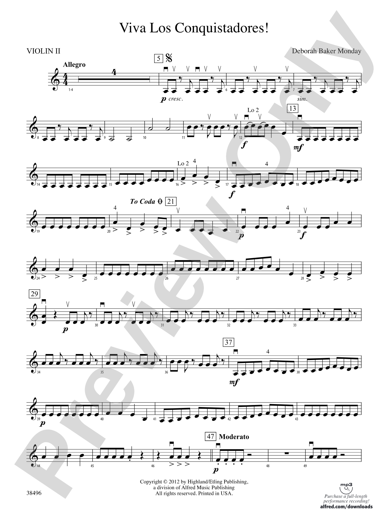 Viva los Conquistadores!: 2nd Violin