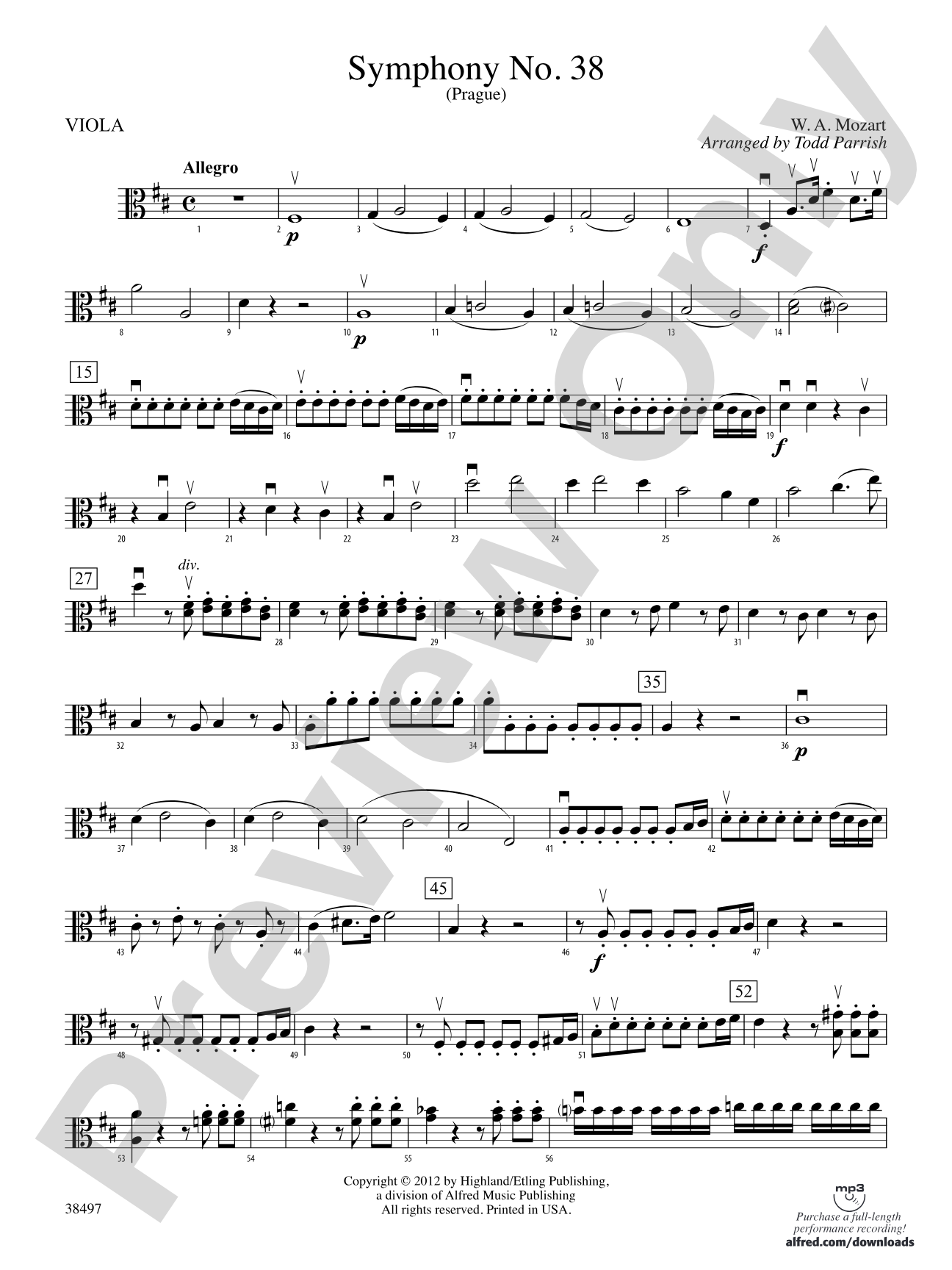 Symphony No. 38: Viola