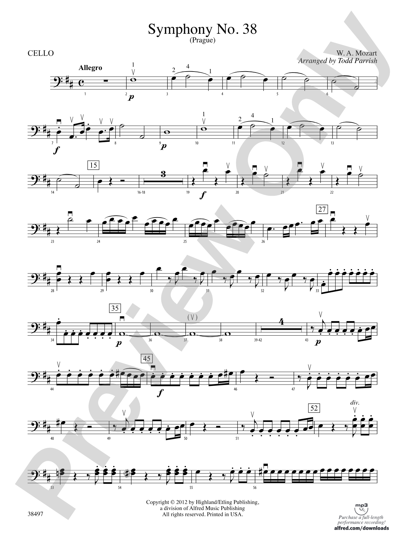 Symphony No. 38: Cello