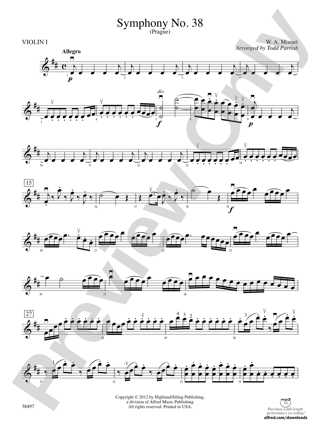 Symphony No. 38: 1st Violin