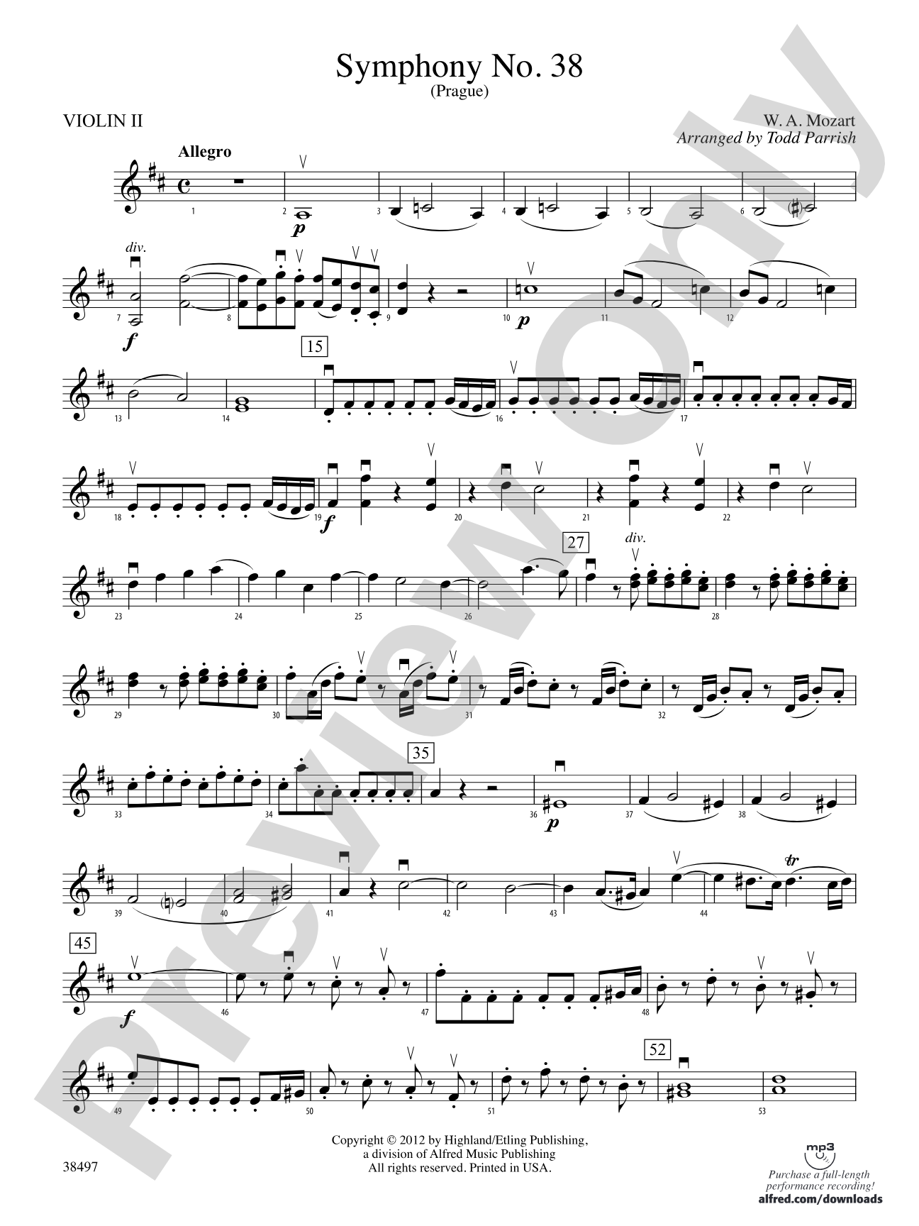 Symphony No. 38: 2nd Violin
