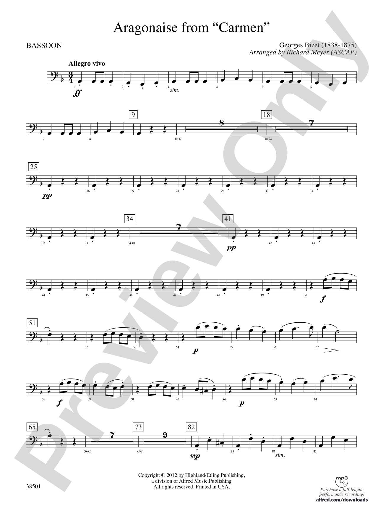 Aragonaise from Carmen: Bassoon