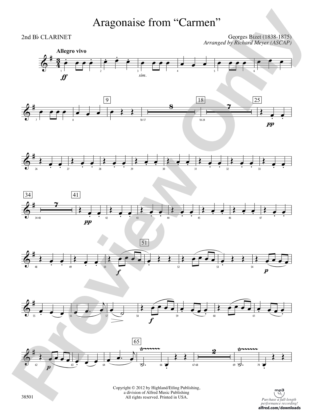 Aragonaise from Carmen: 2nd B-flat Clarinet