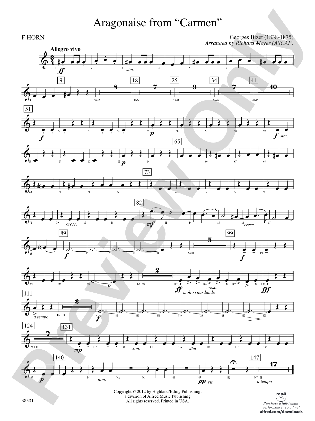 Aragonaise from Carmen: 1st F Horn